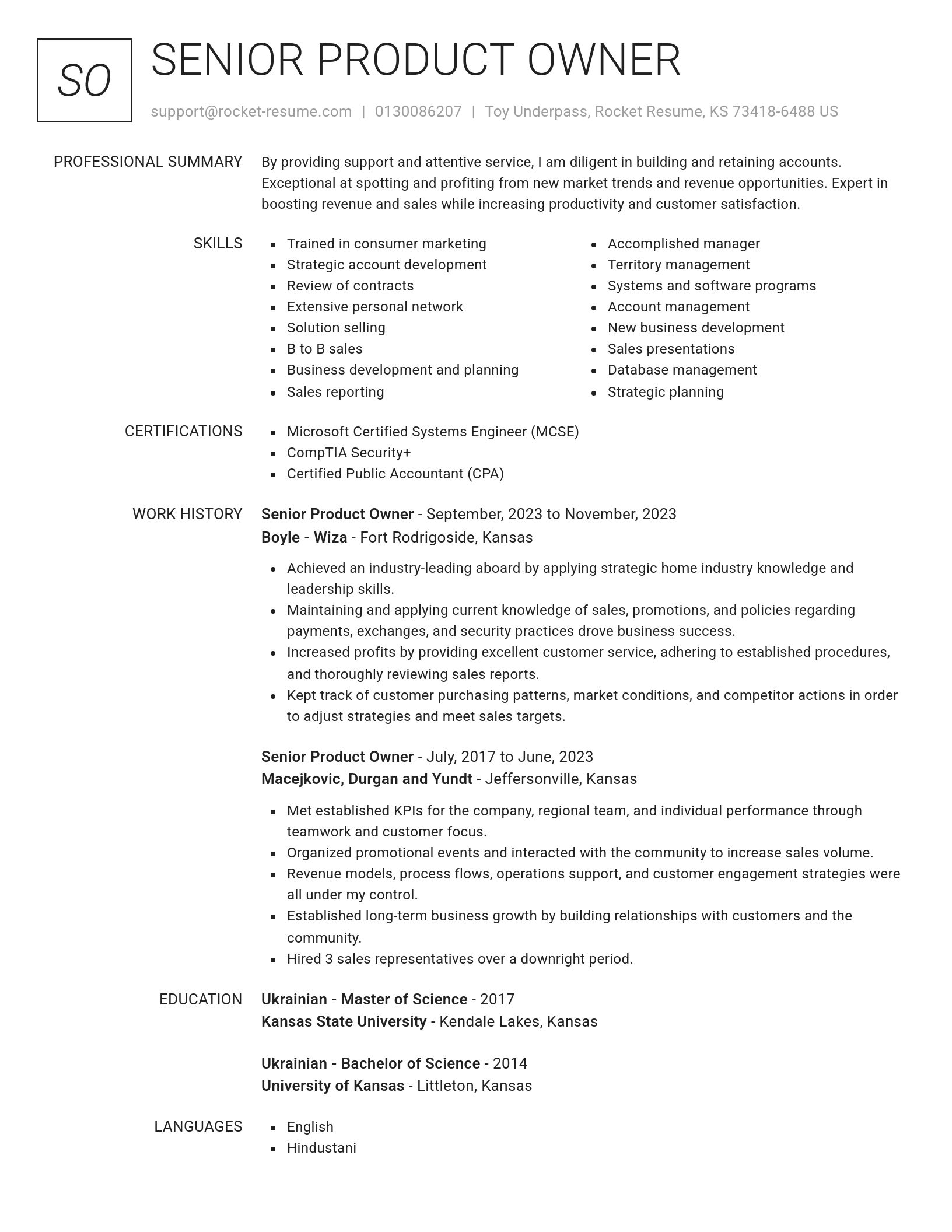 Renowned resume template