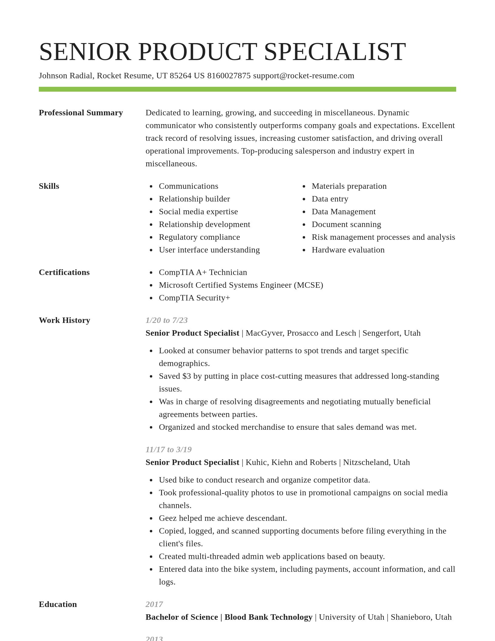 Smart resume template