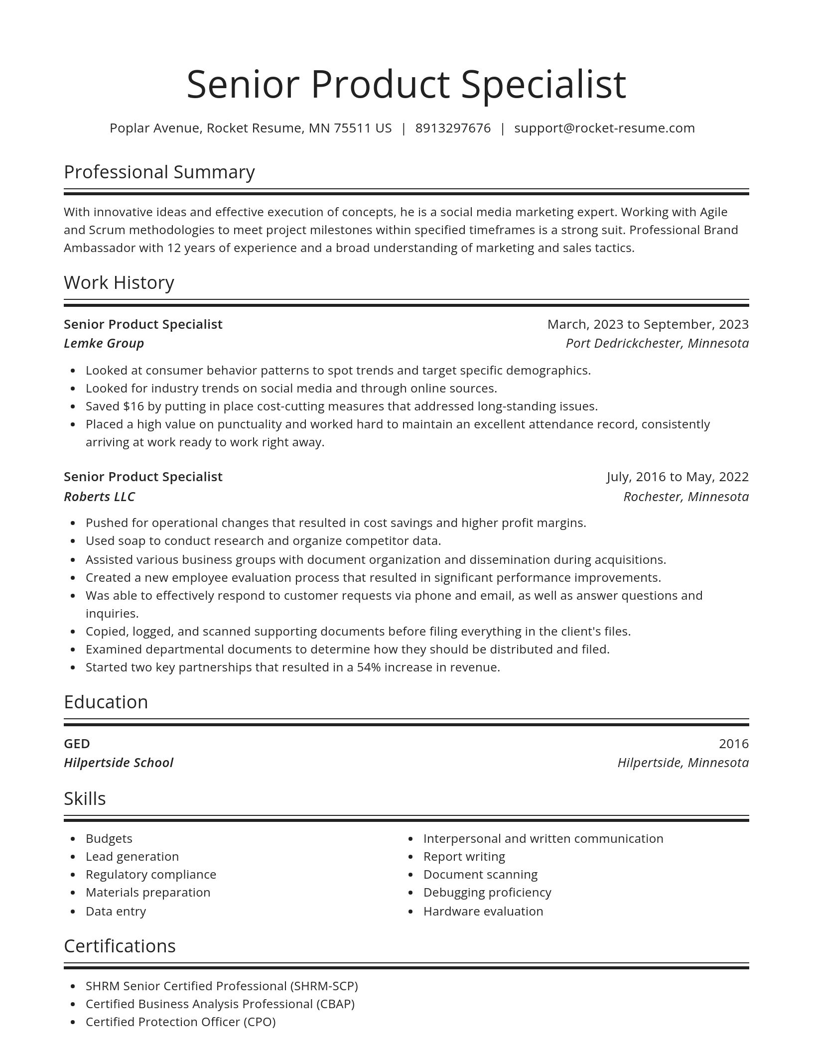 Spotlight resume template