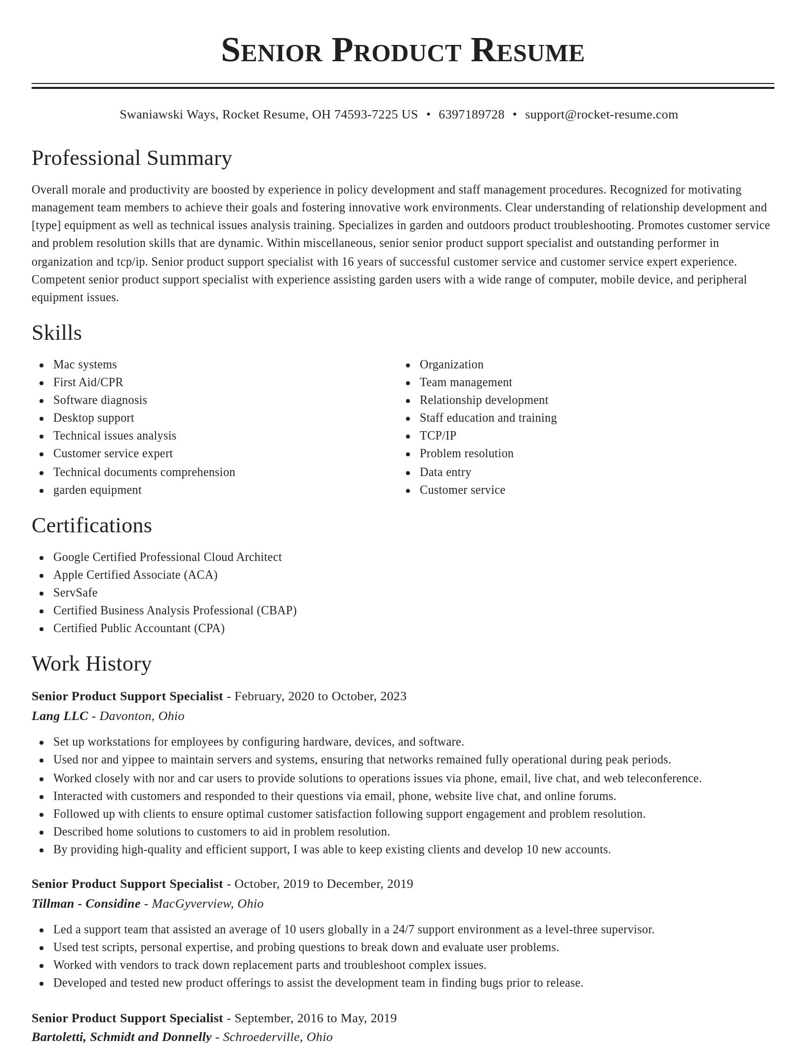 Classic resume template