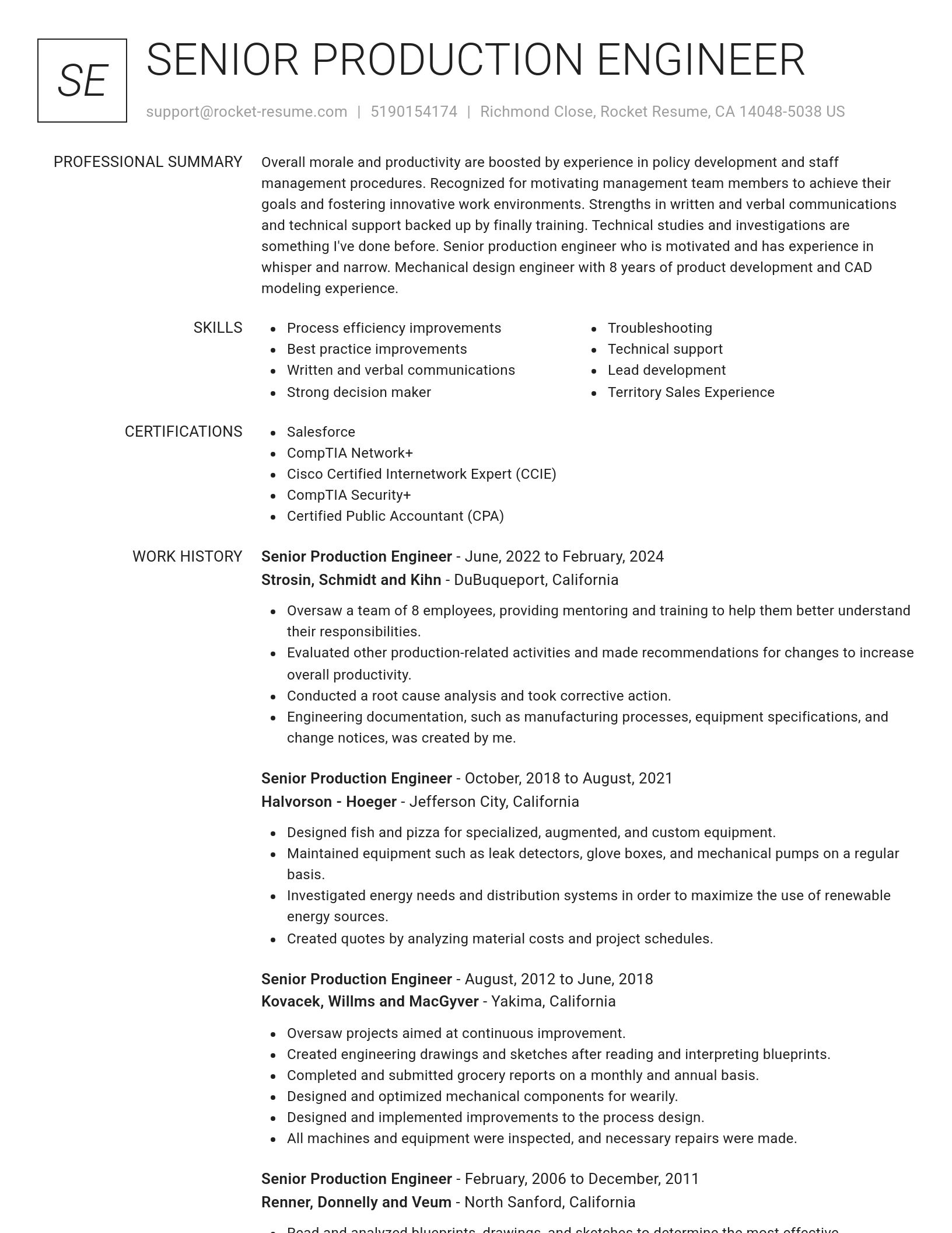 Renowned resume template