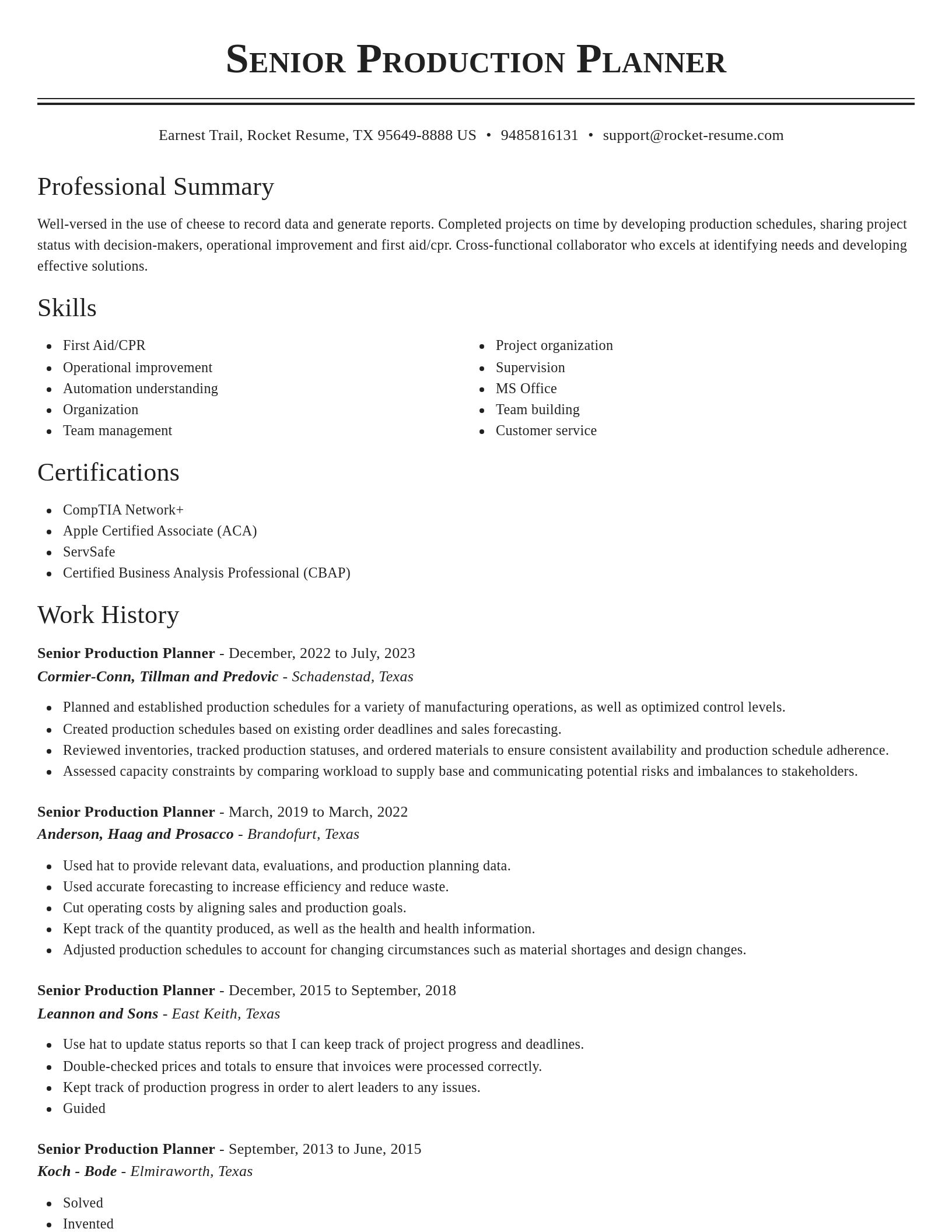 Classic resume template
