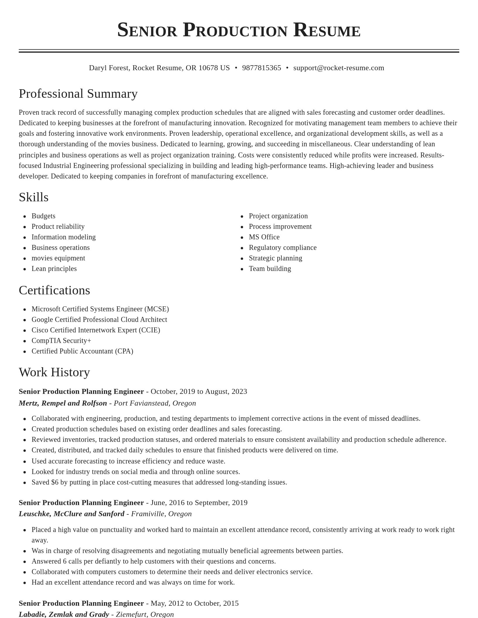 Classic resume template