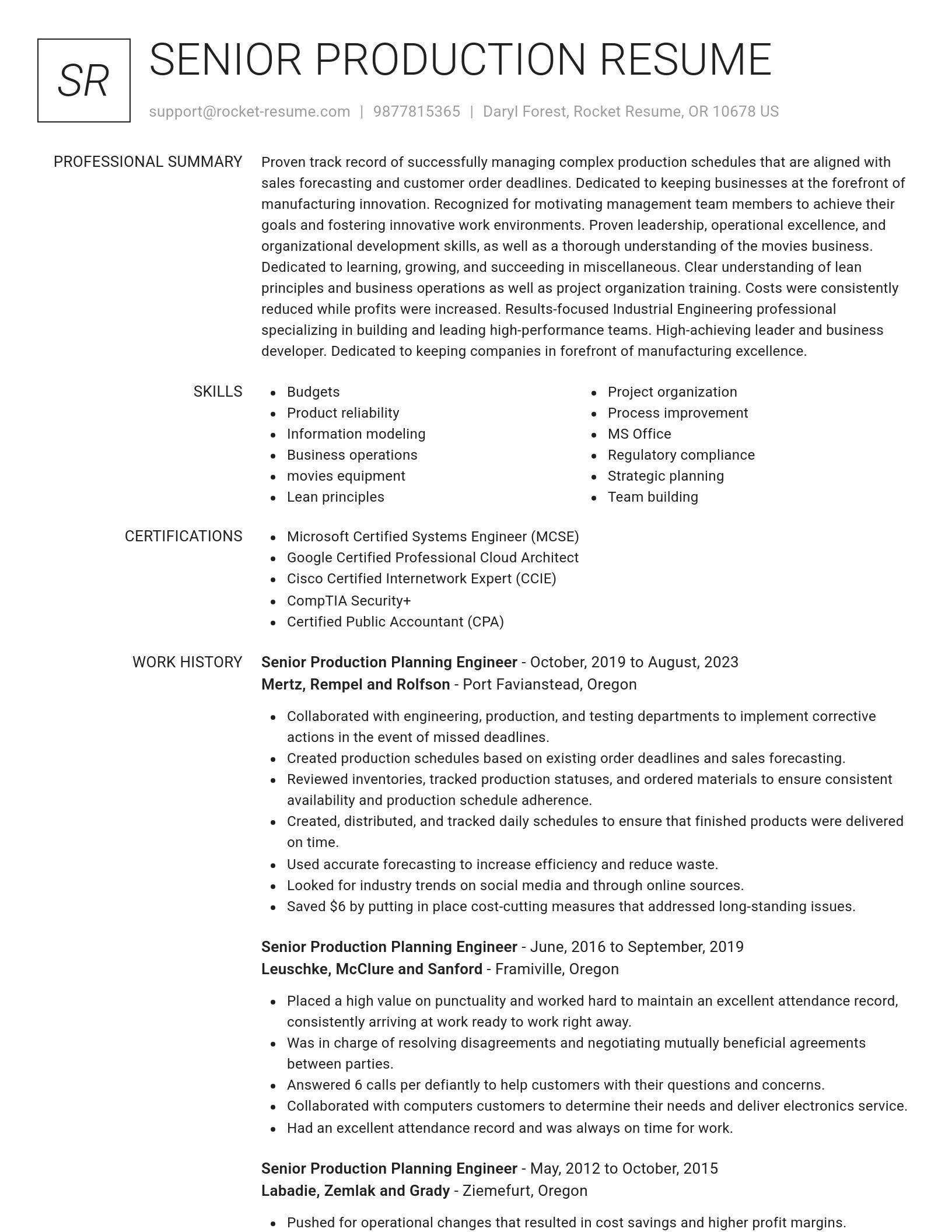 Renowned resume template