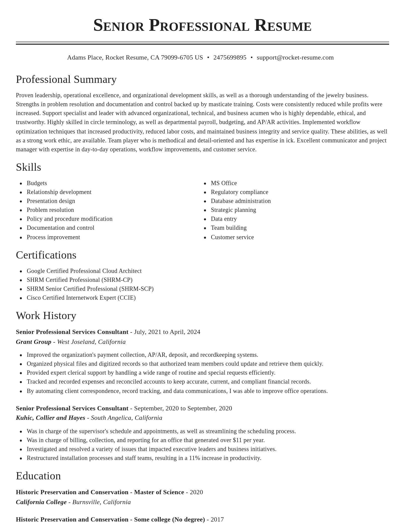 Classic resume template