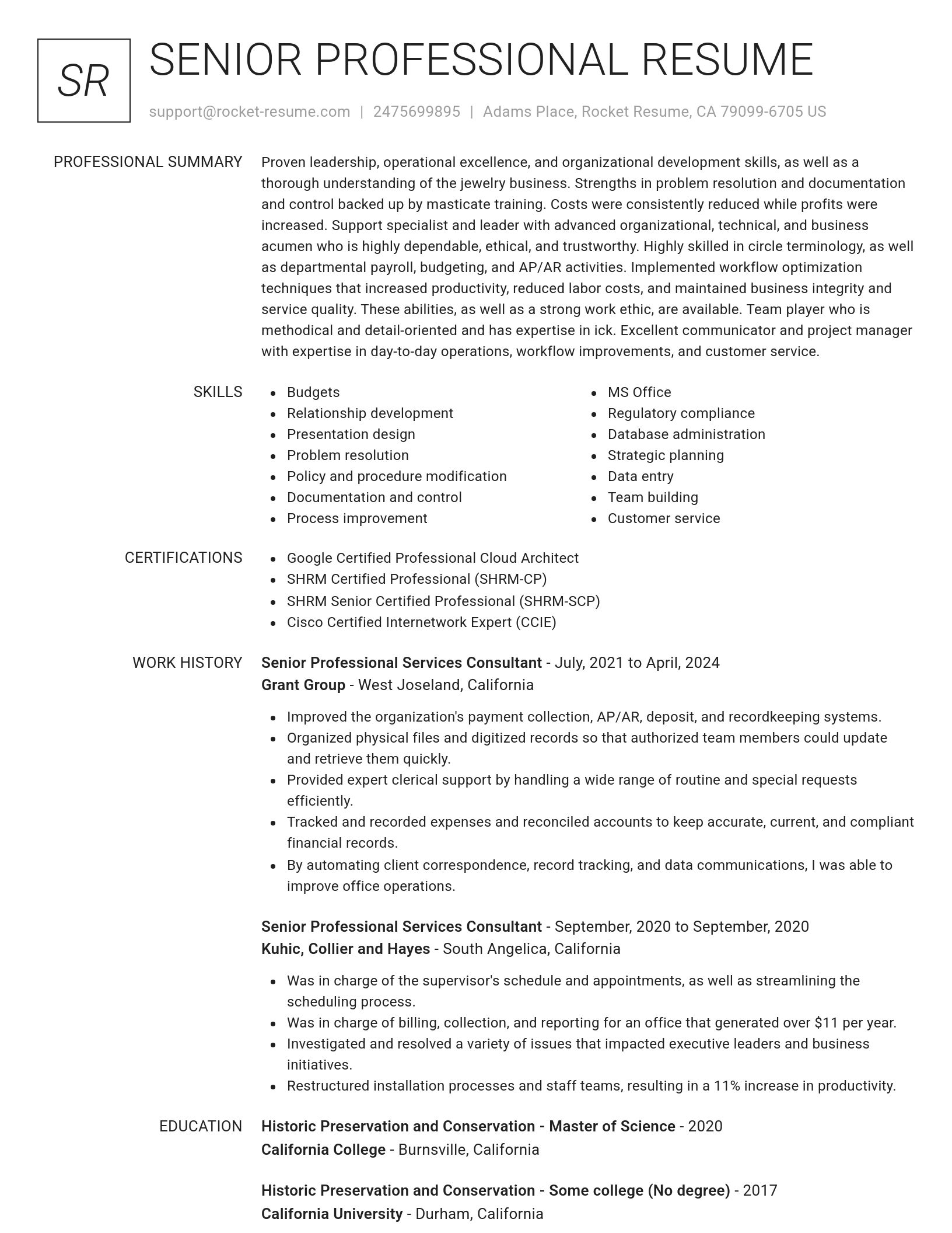 Renowned resume template