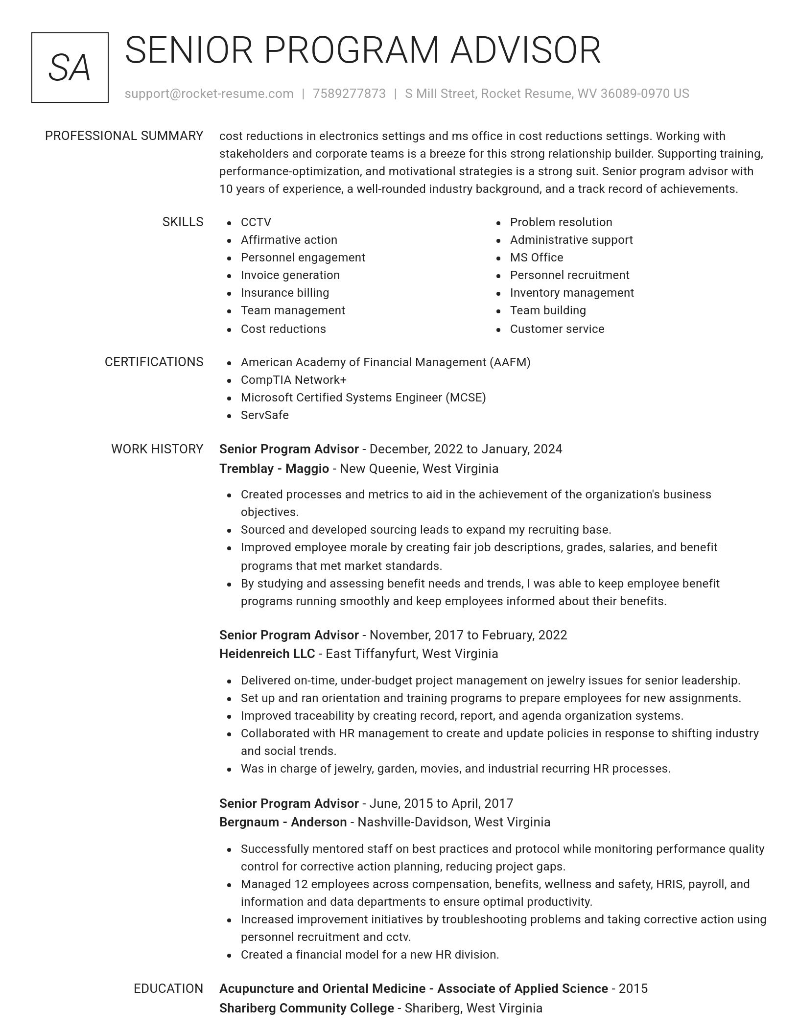 Renowned resume template