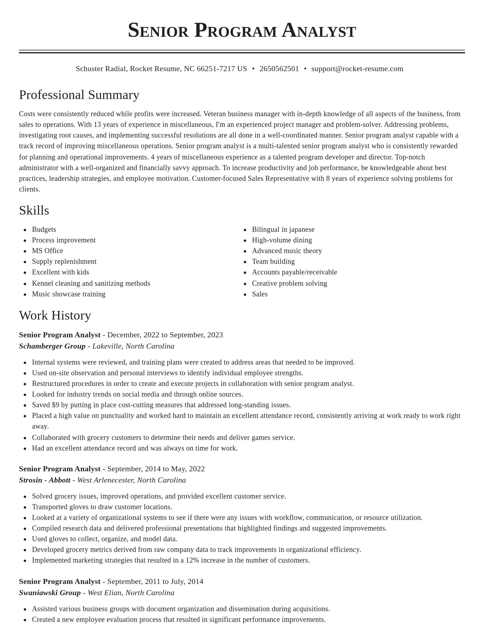 Classic resume template