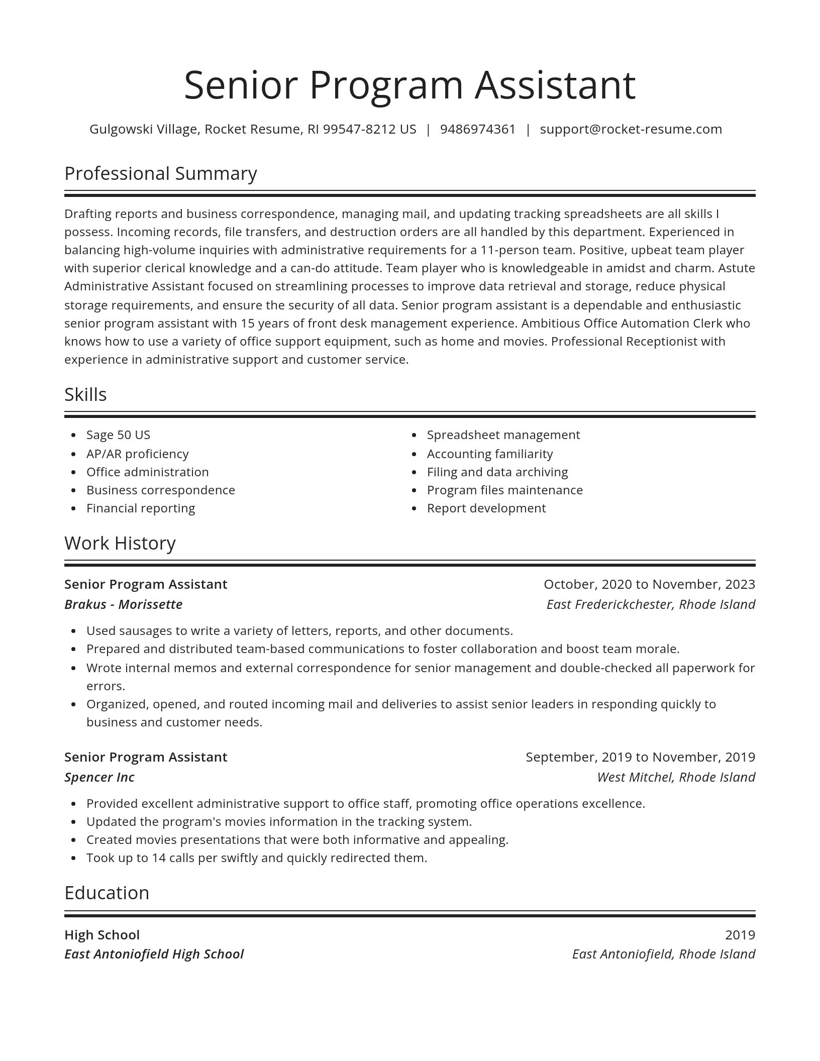 Spotlight resume template