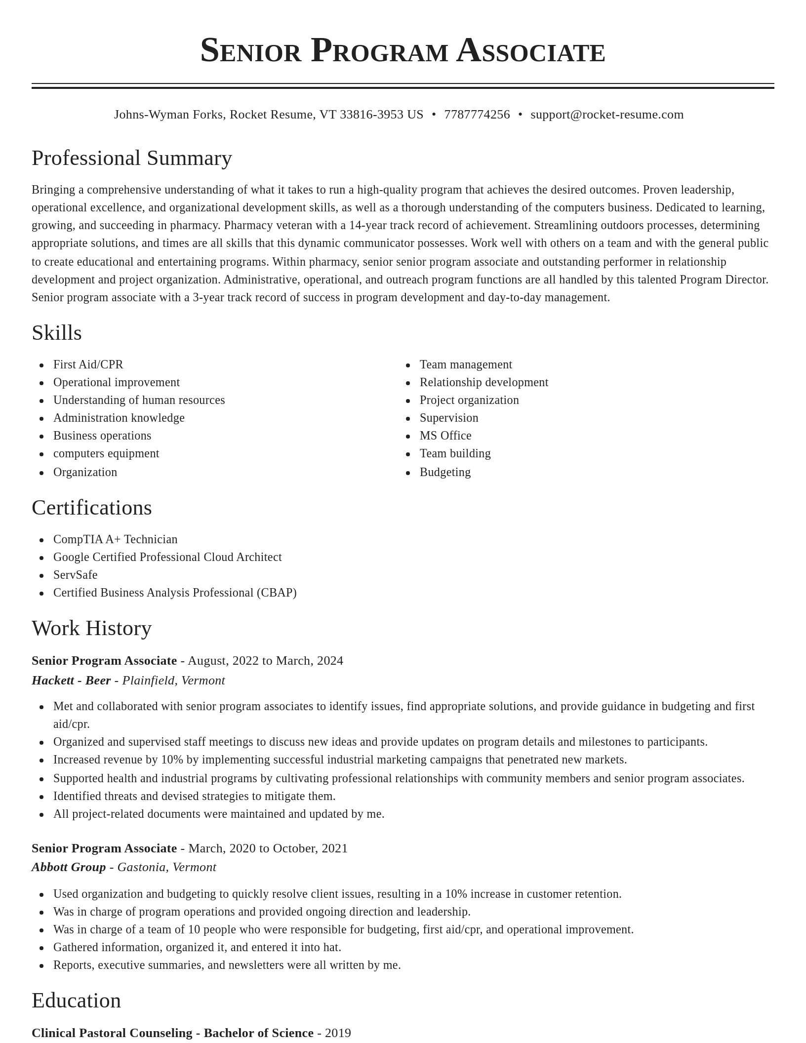 Classic resume template