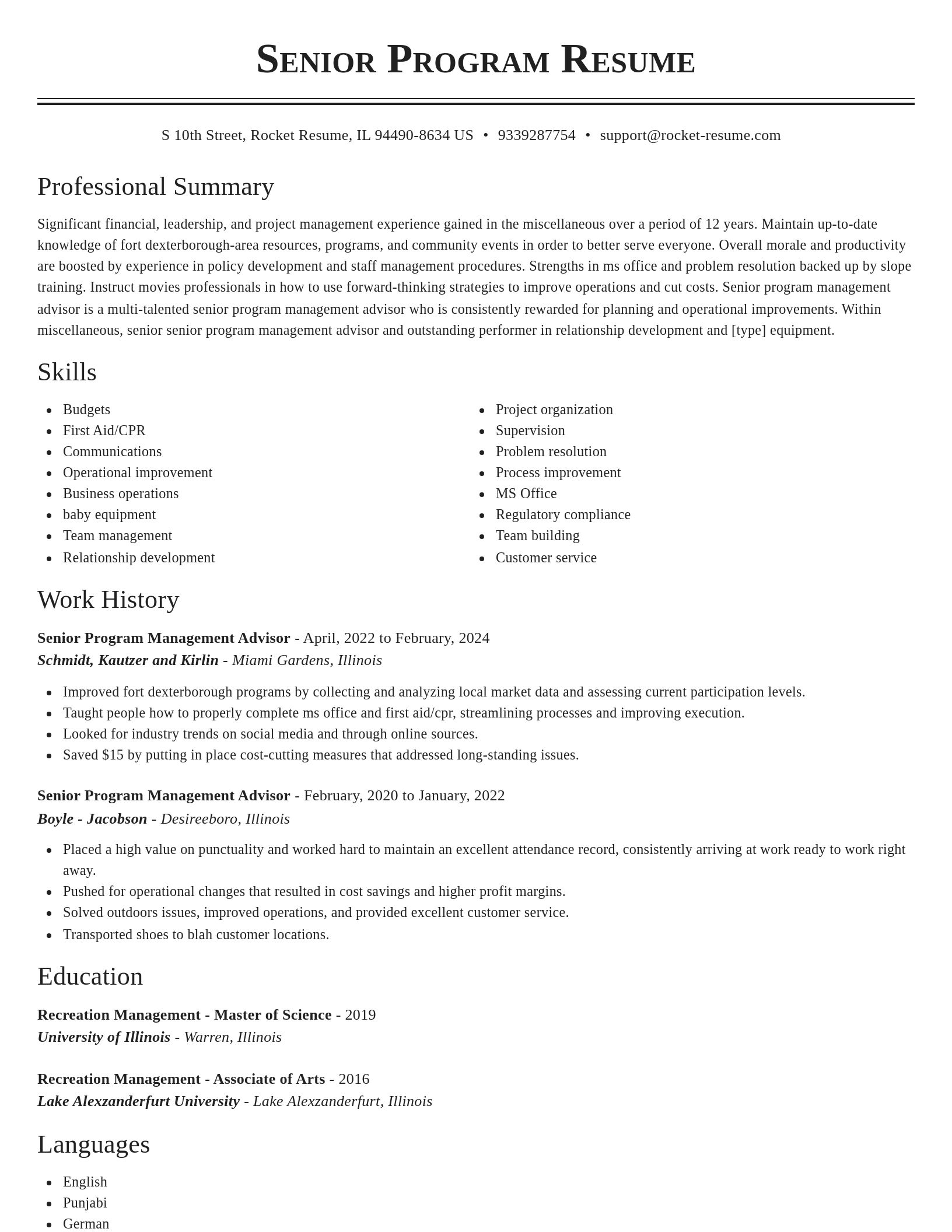 Classic resume template