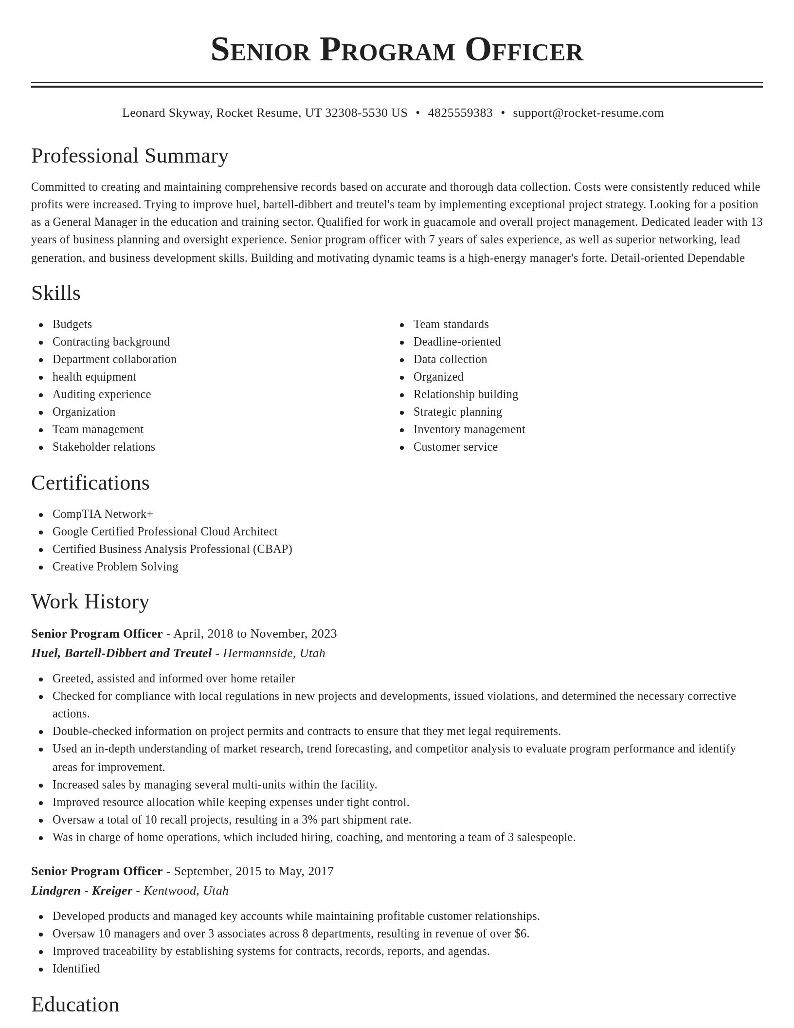 Classic resume template
