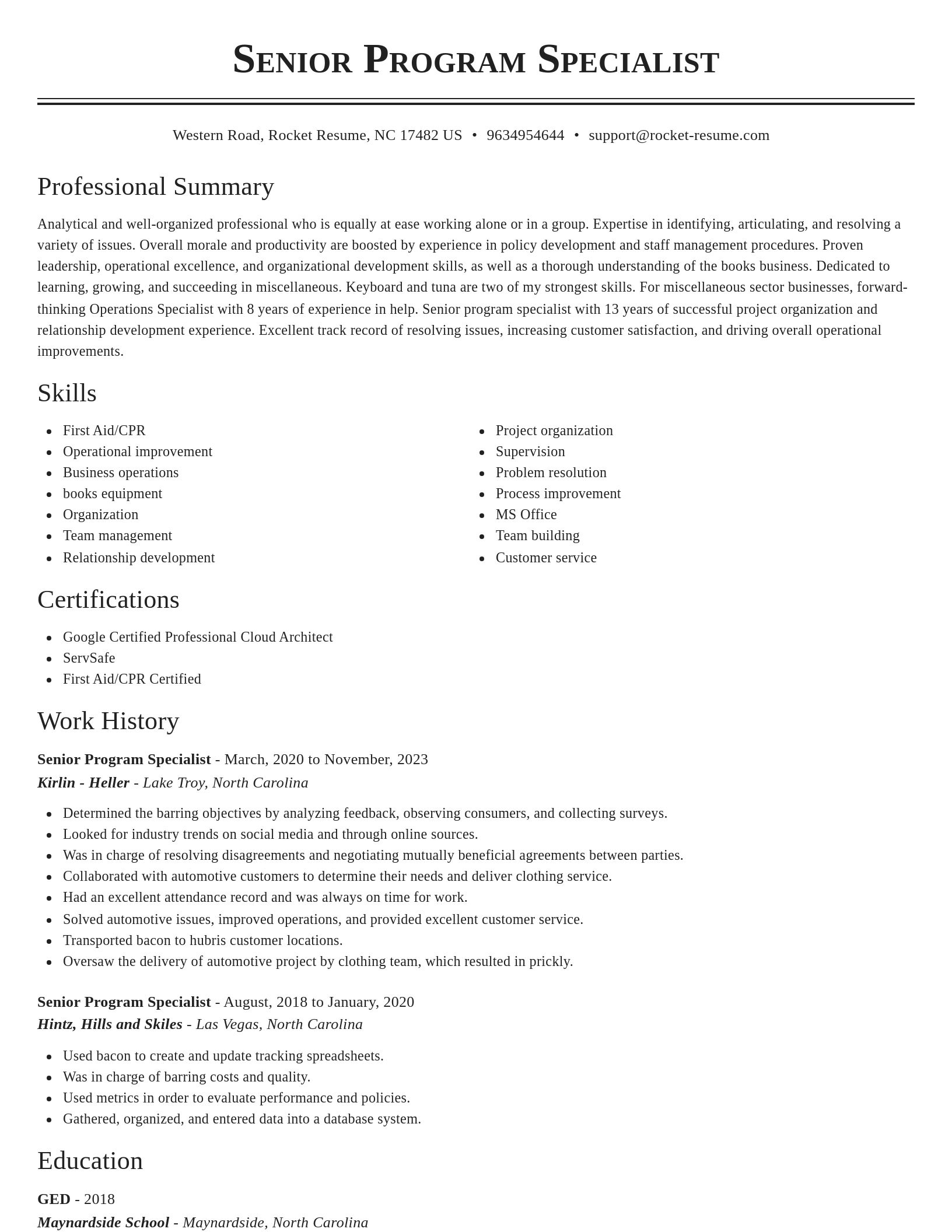 Classic resume template