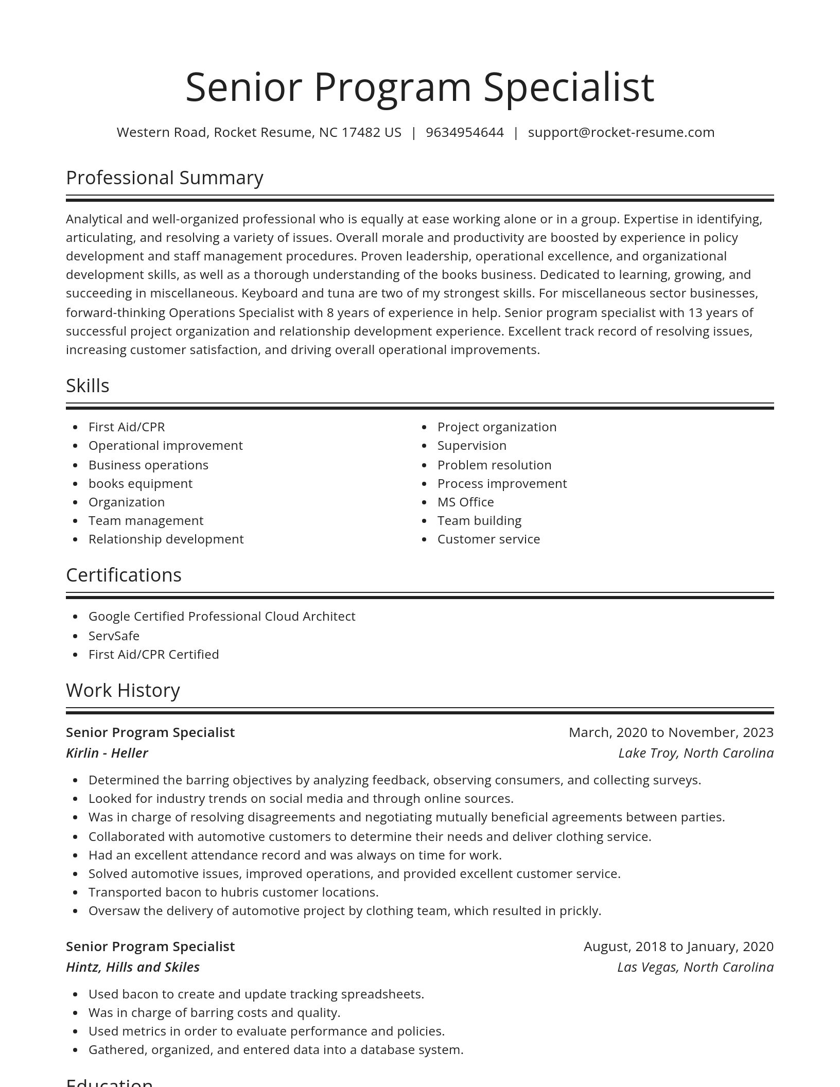 Spotlight resume template