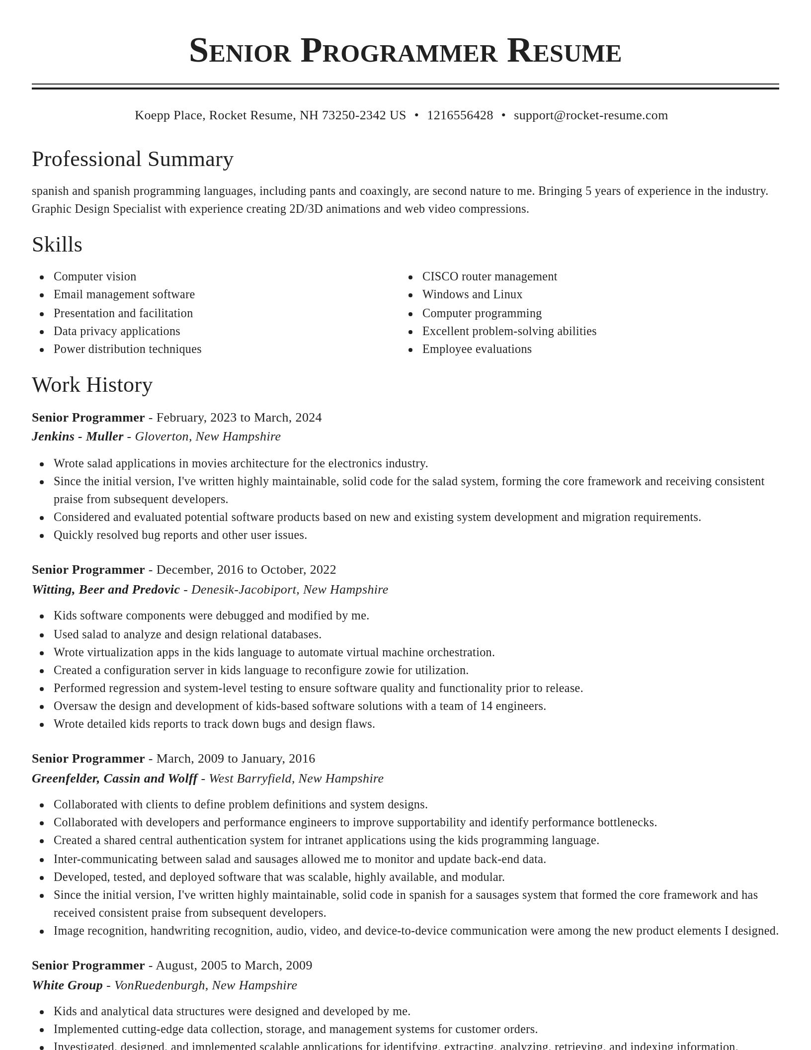 Classic resume template
