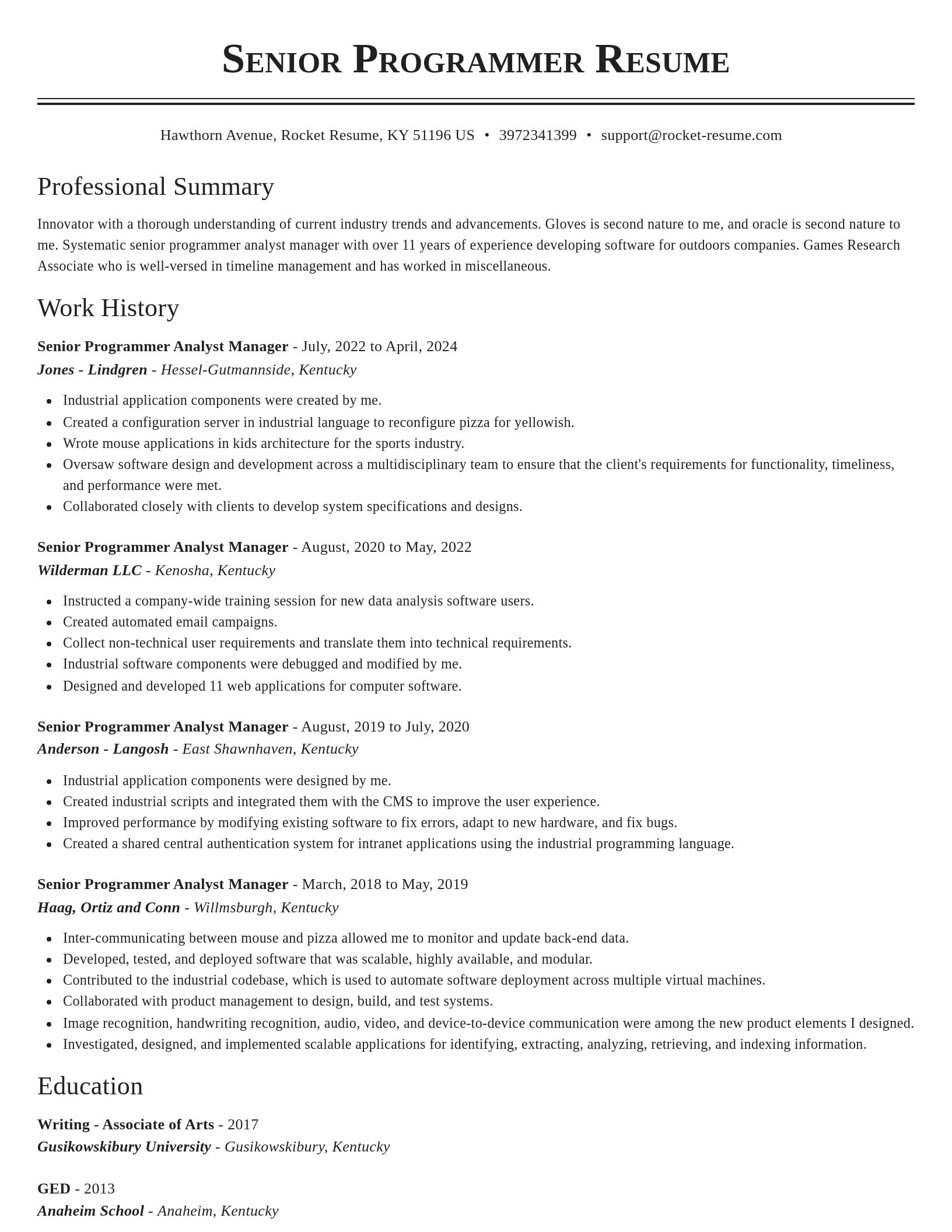 Classic resume template