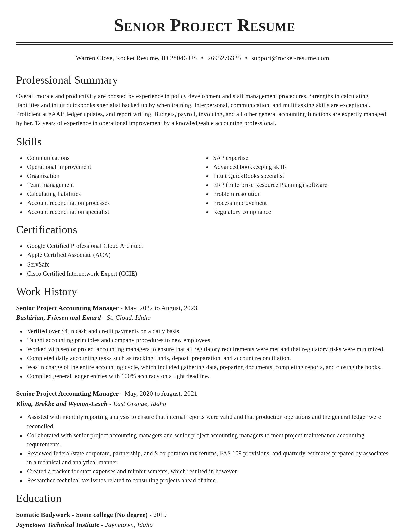 Classic resume template