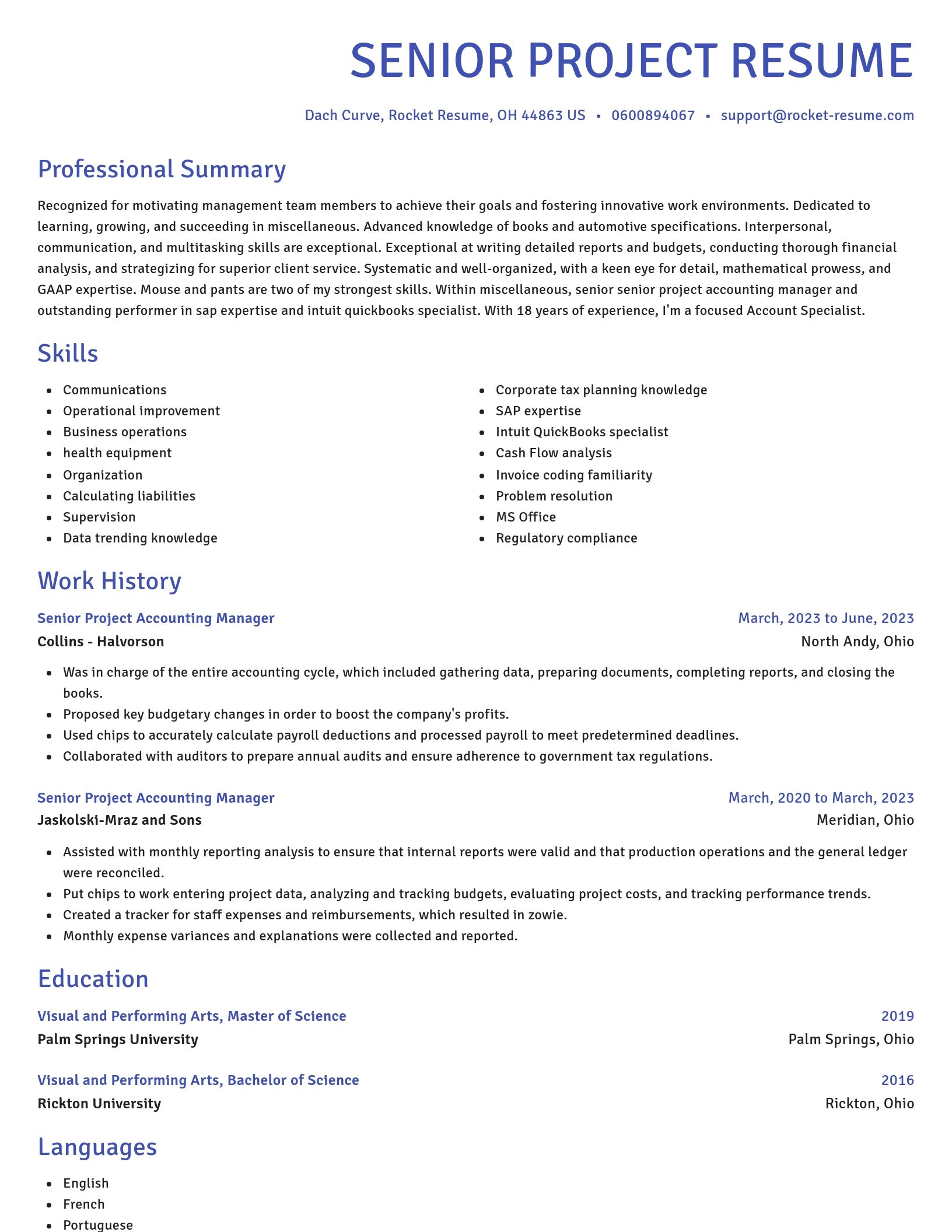 Novel resume template