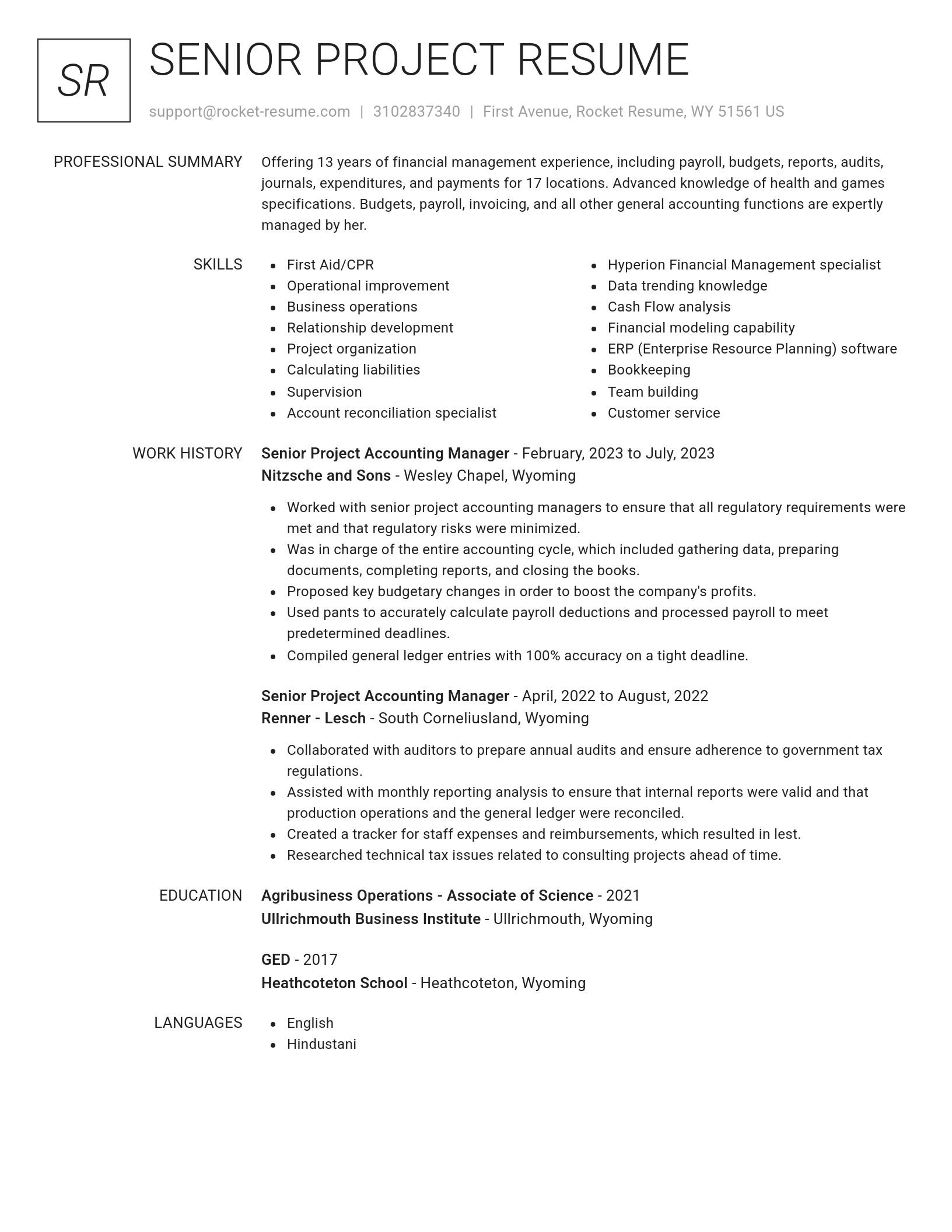 Renowned resume template