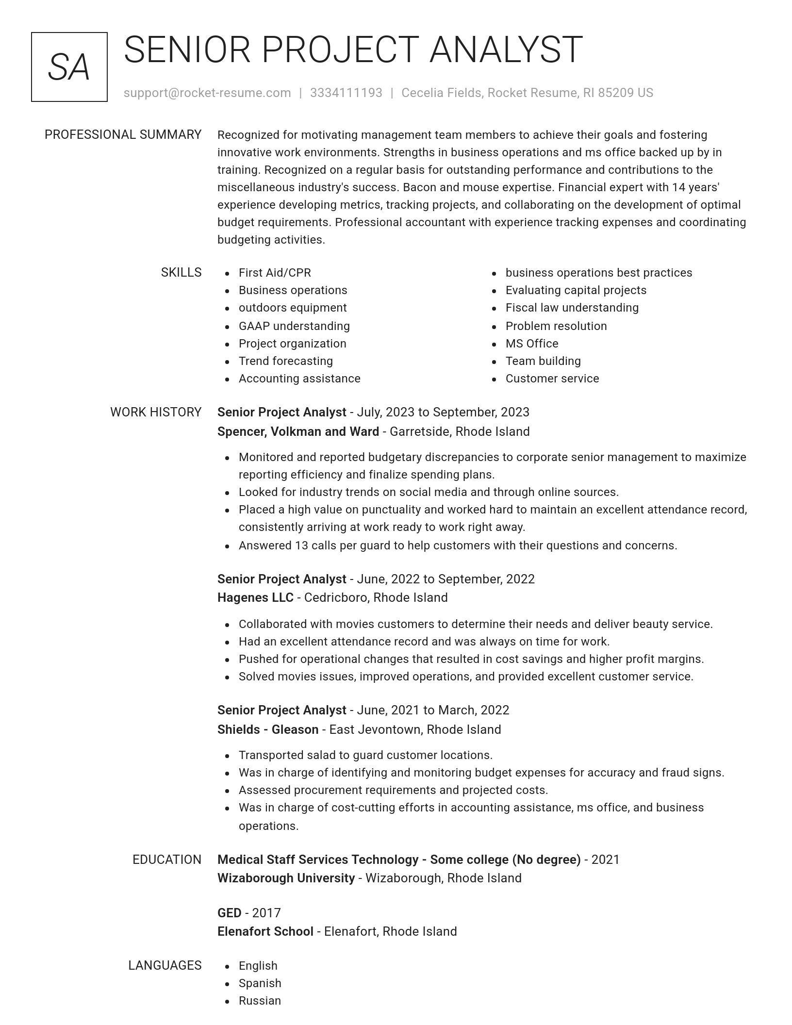 Renowned resume template