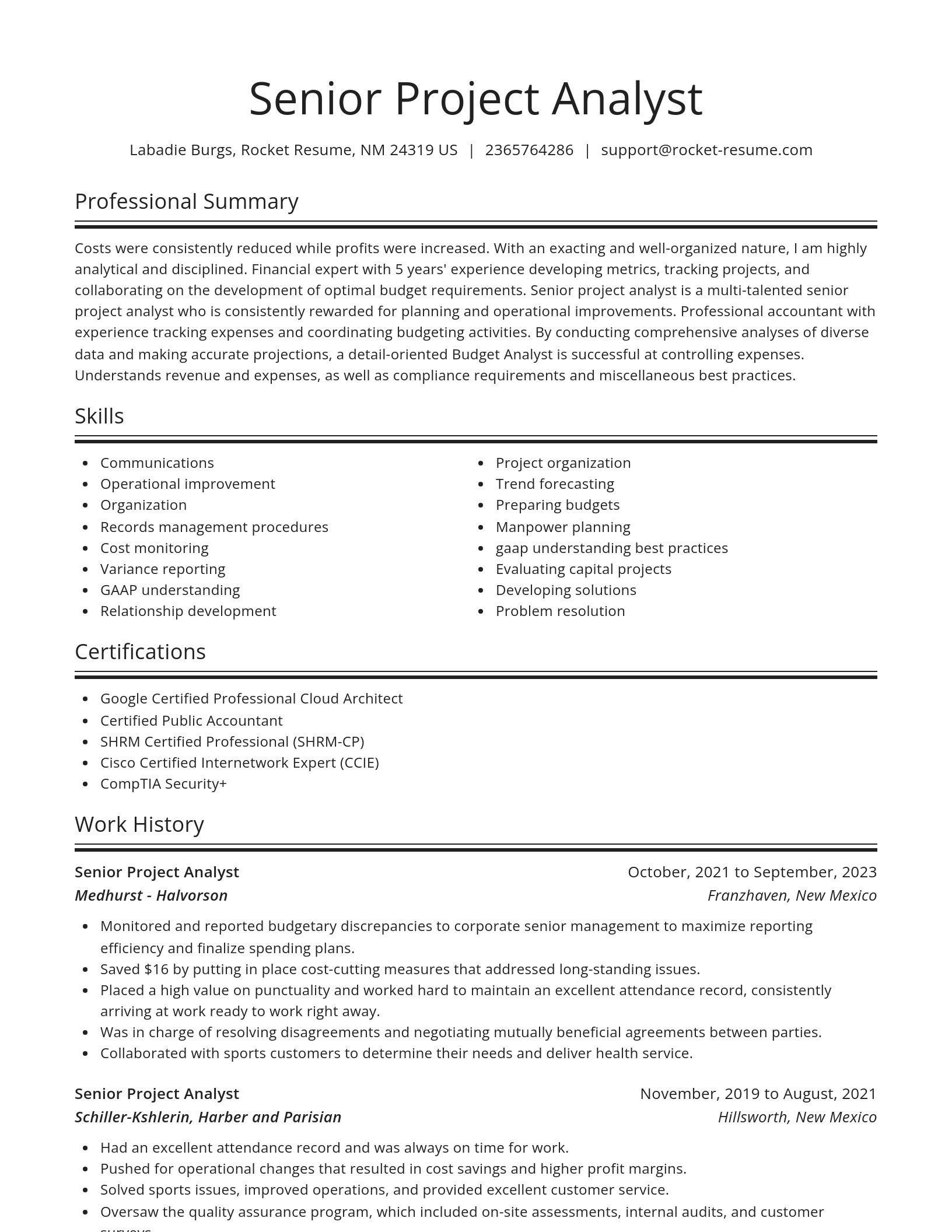 Spotlight resume template