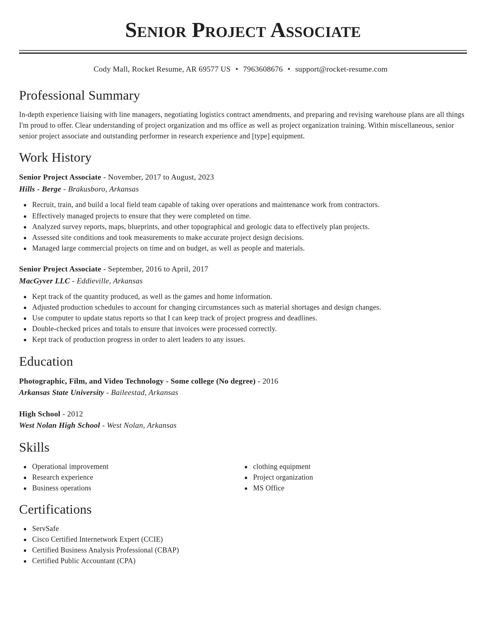 Classic resume template