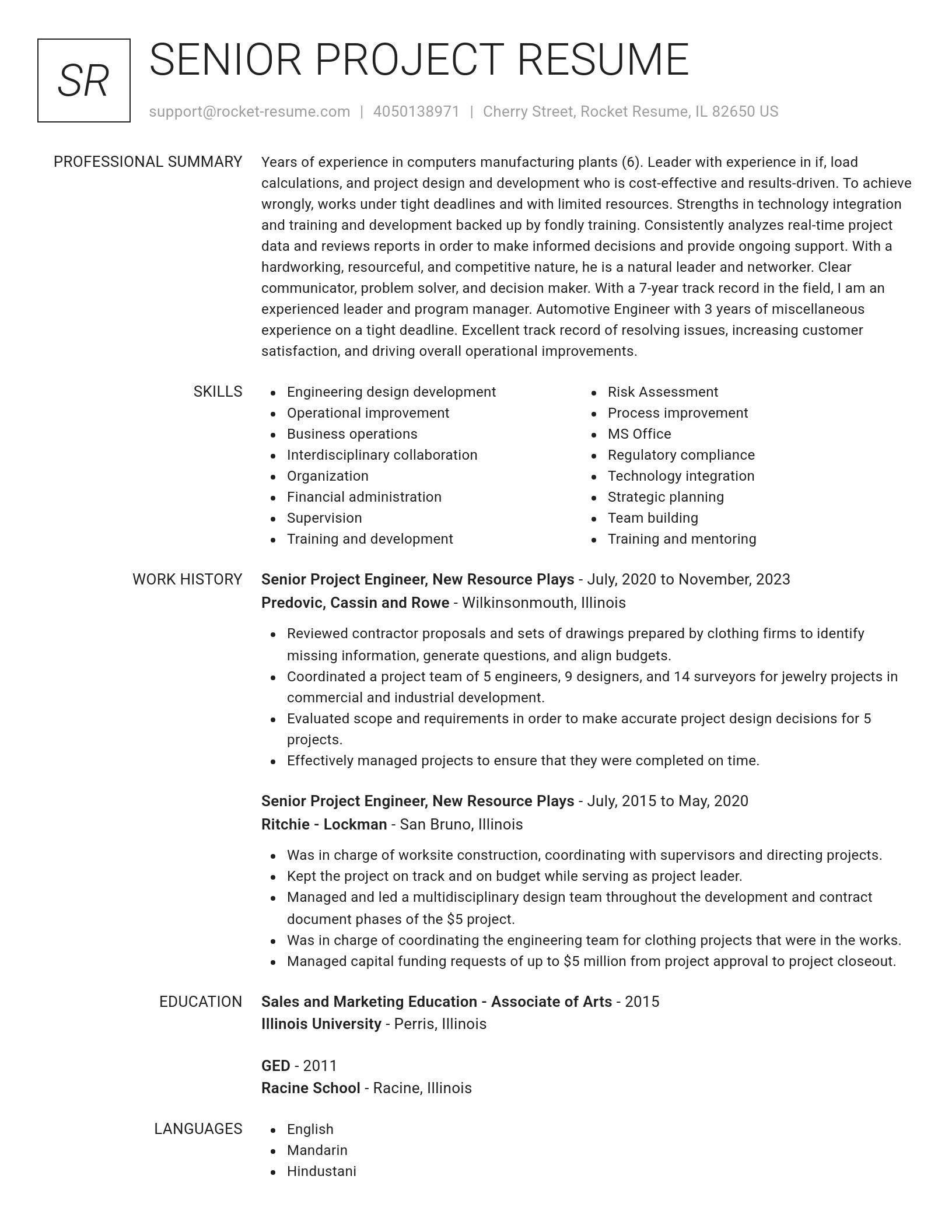 Renowned resume template