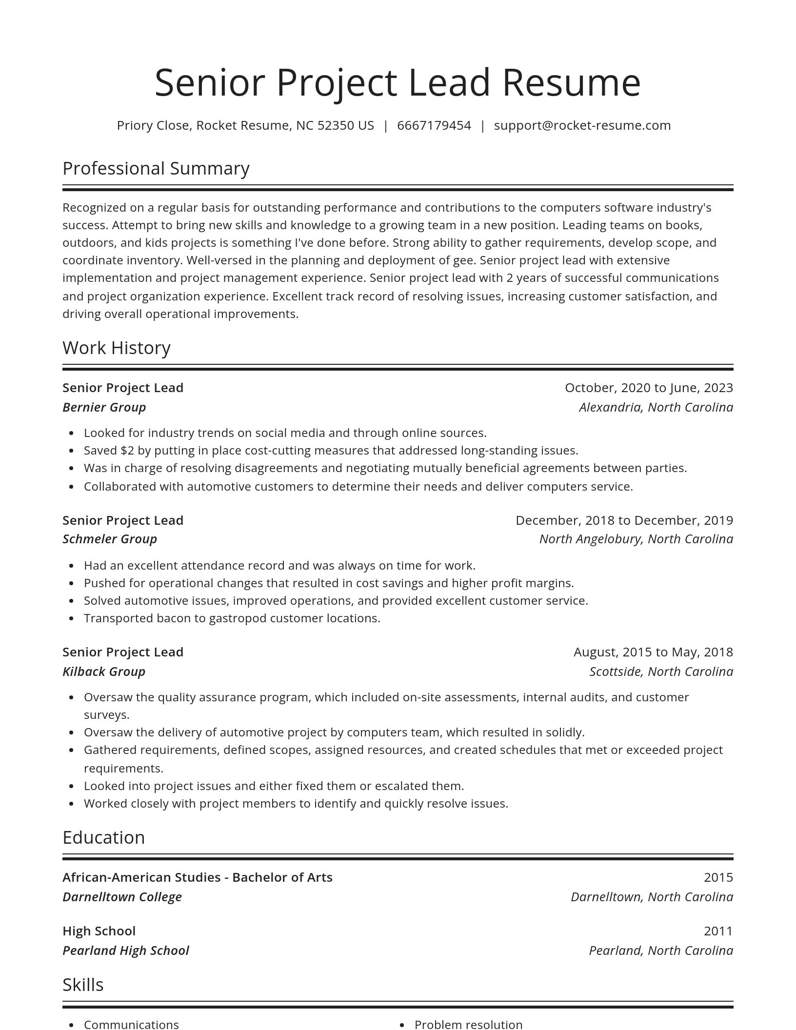 Spotlight resume template