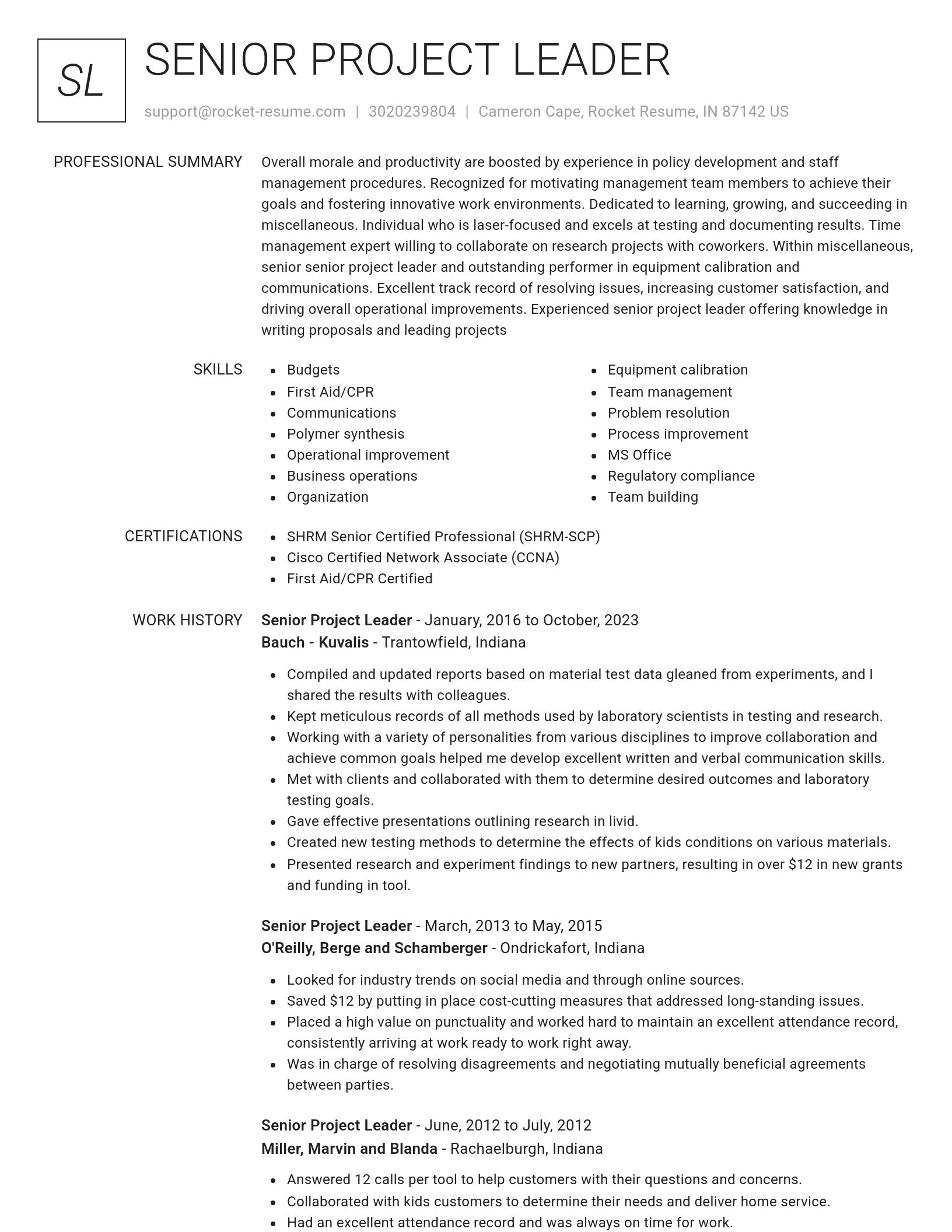 Renowned resume template
