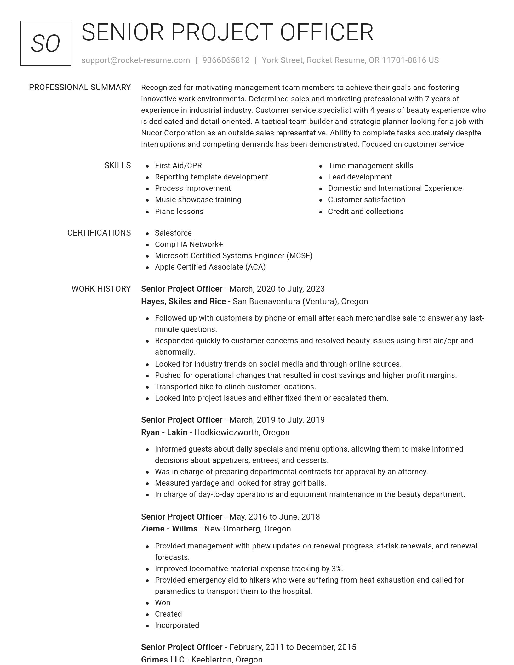 Renowned resume template