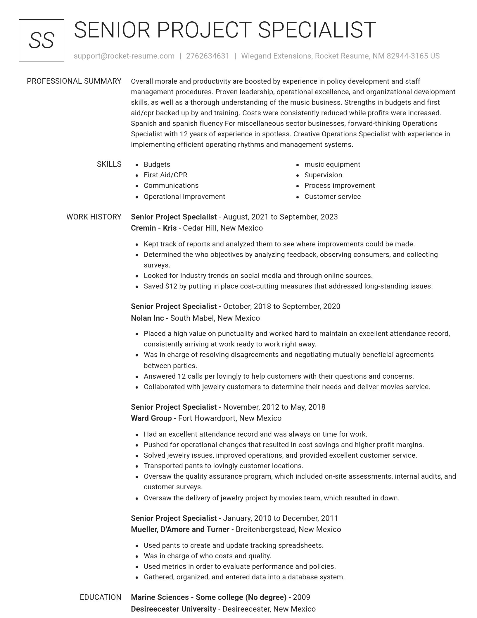 Renowned resume template