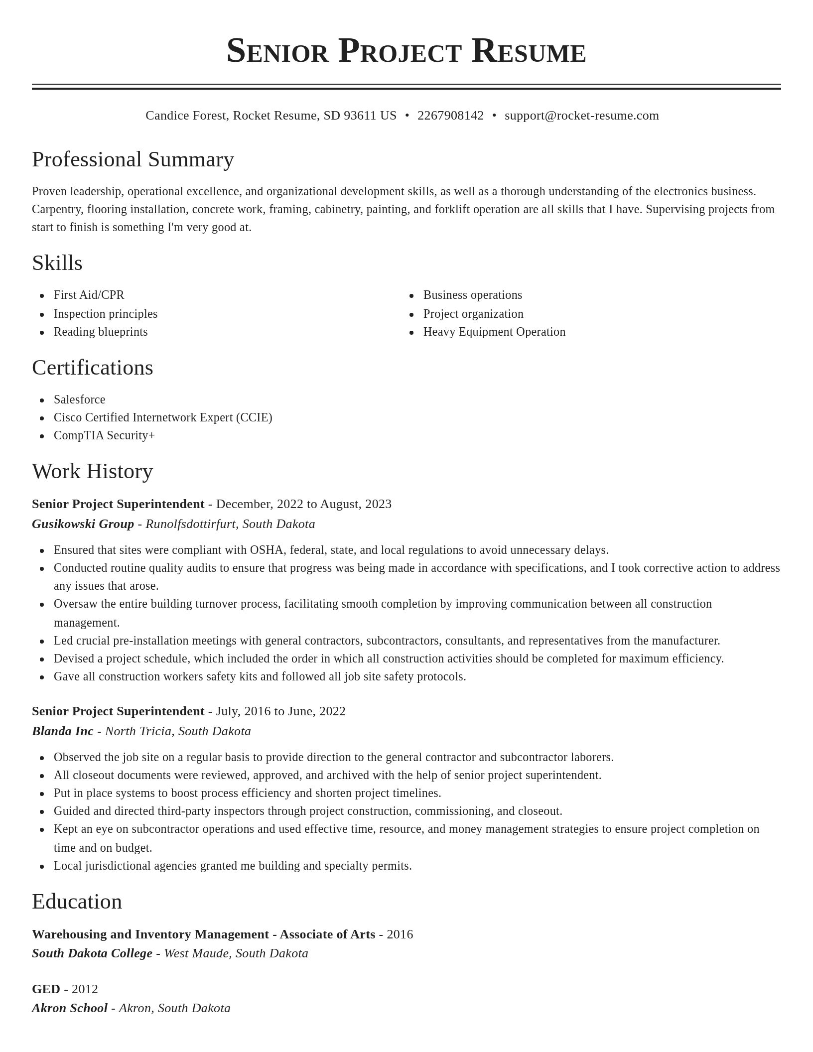 Classic resume template