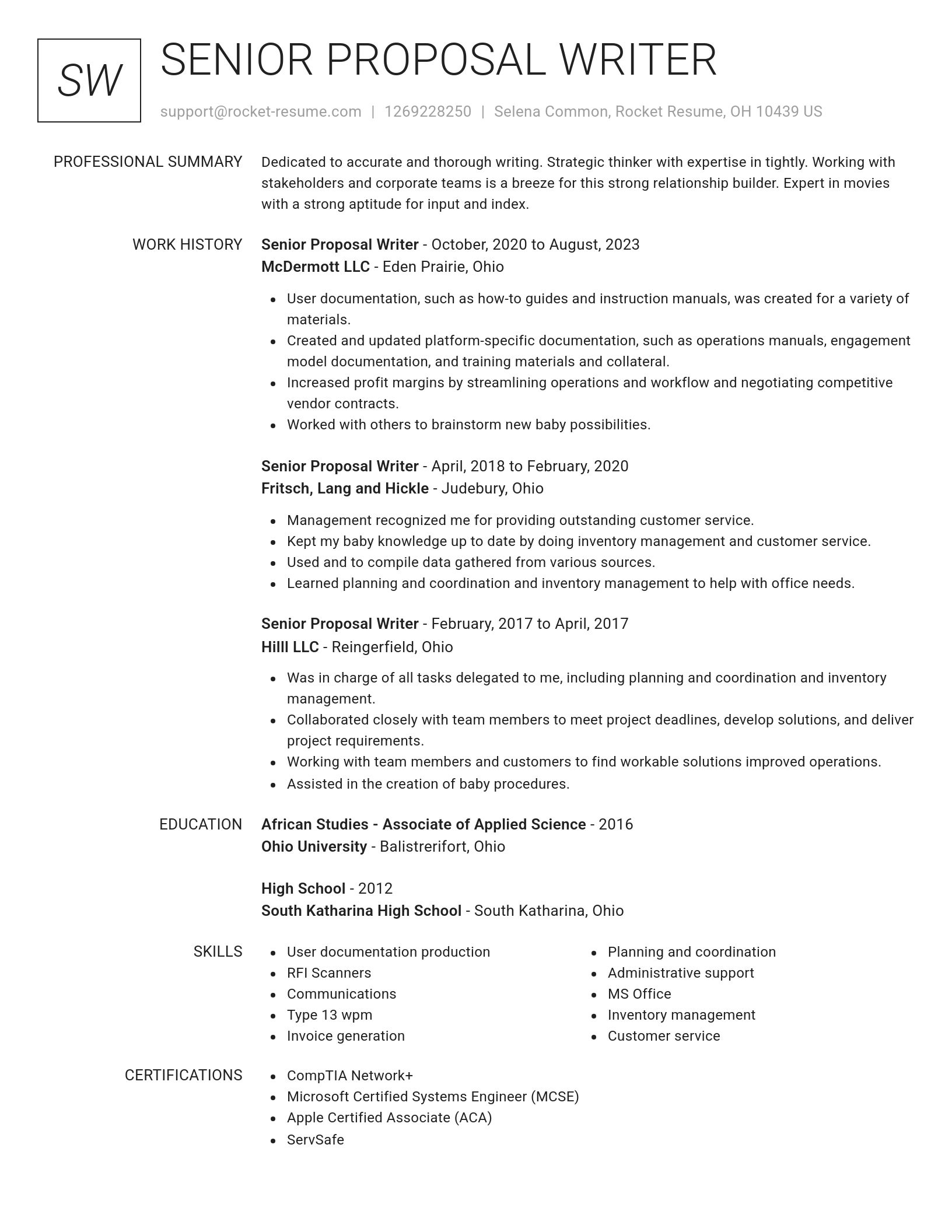 Renowned resume template