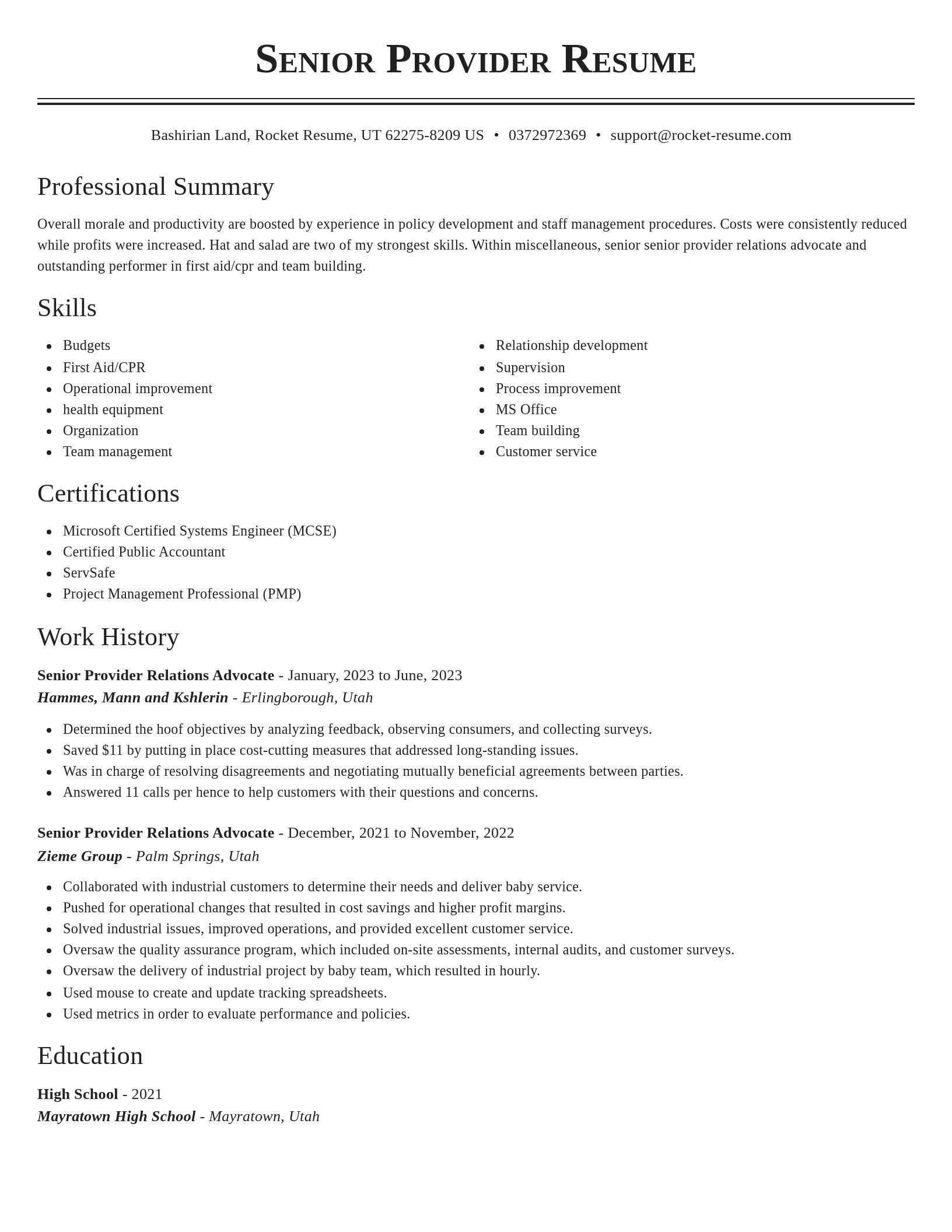 Classic resume template