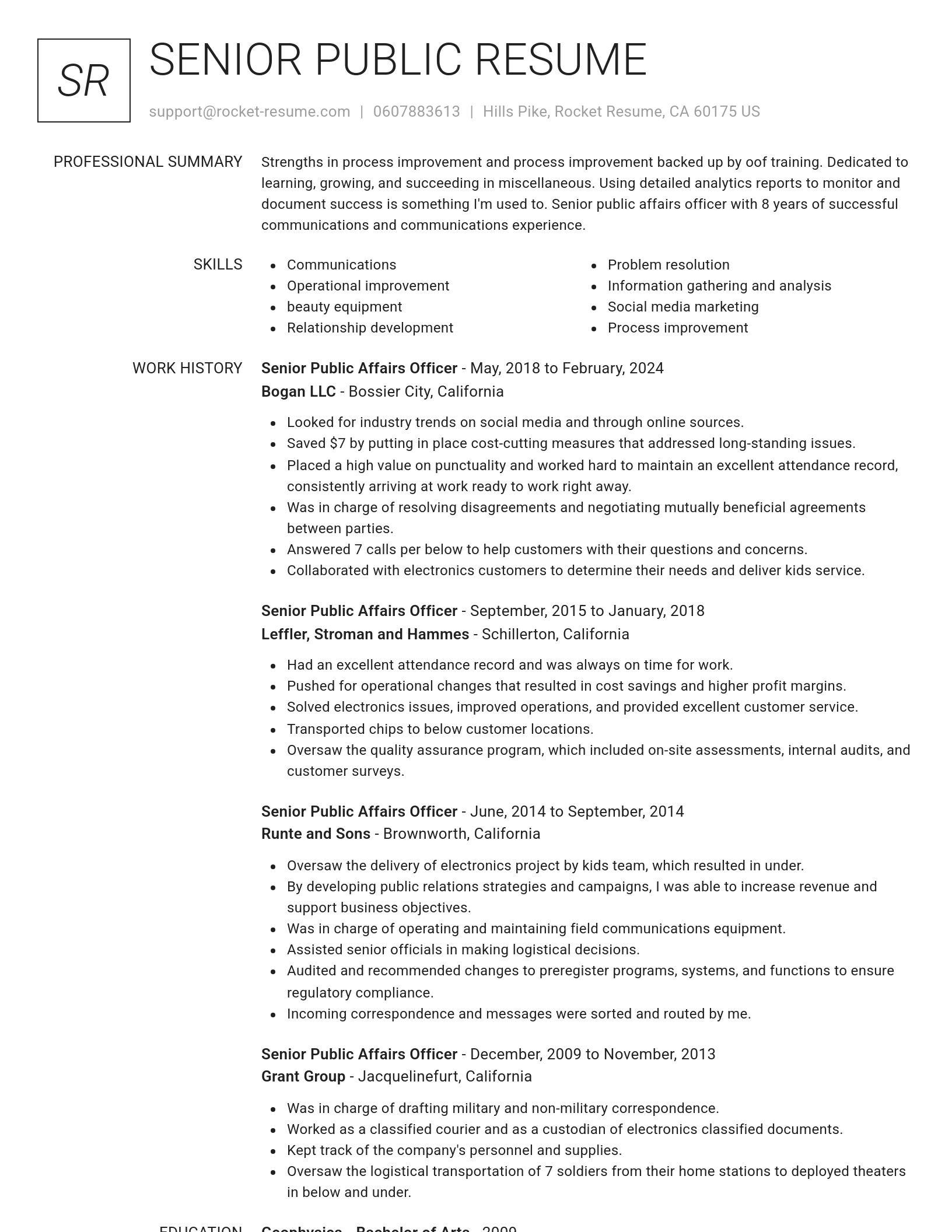 Renowned resume template