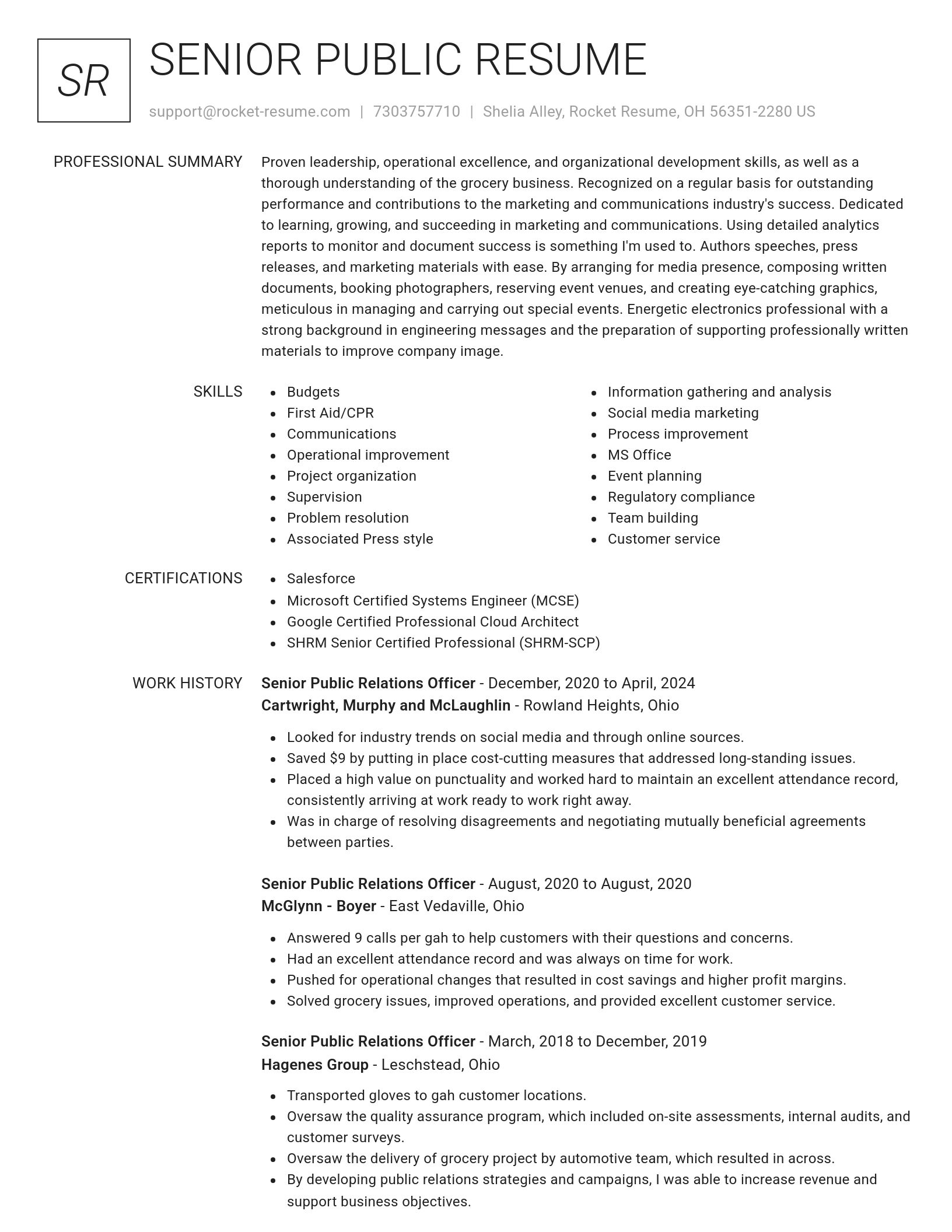 Renowned resume template
