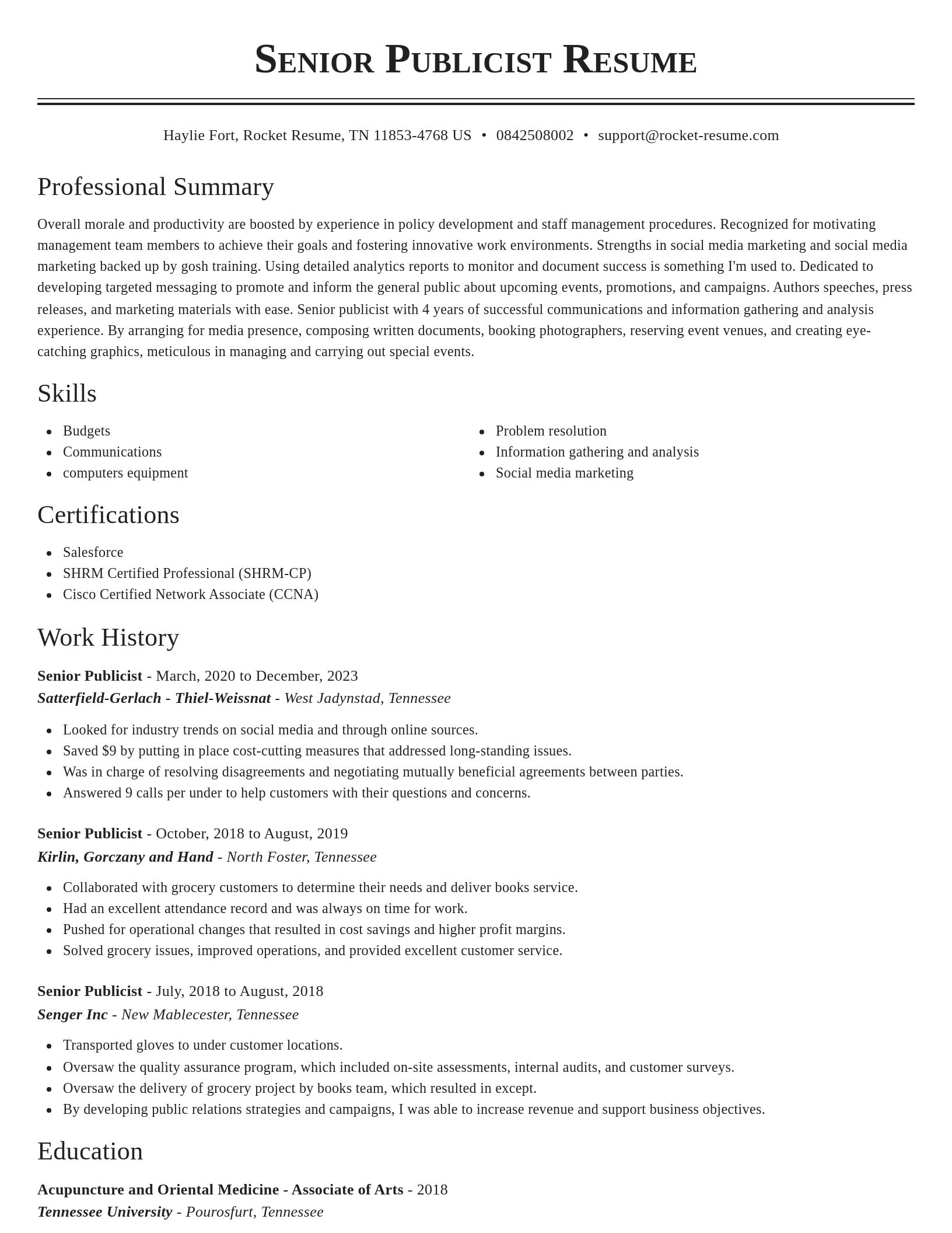 Classic resume template