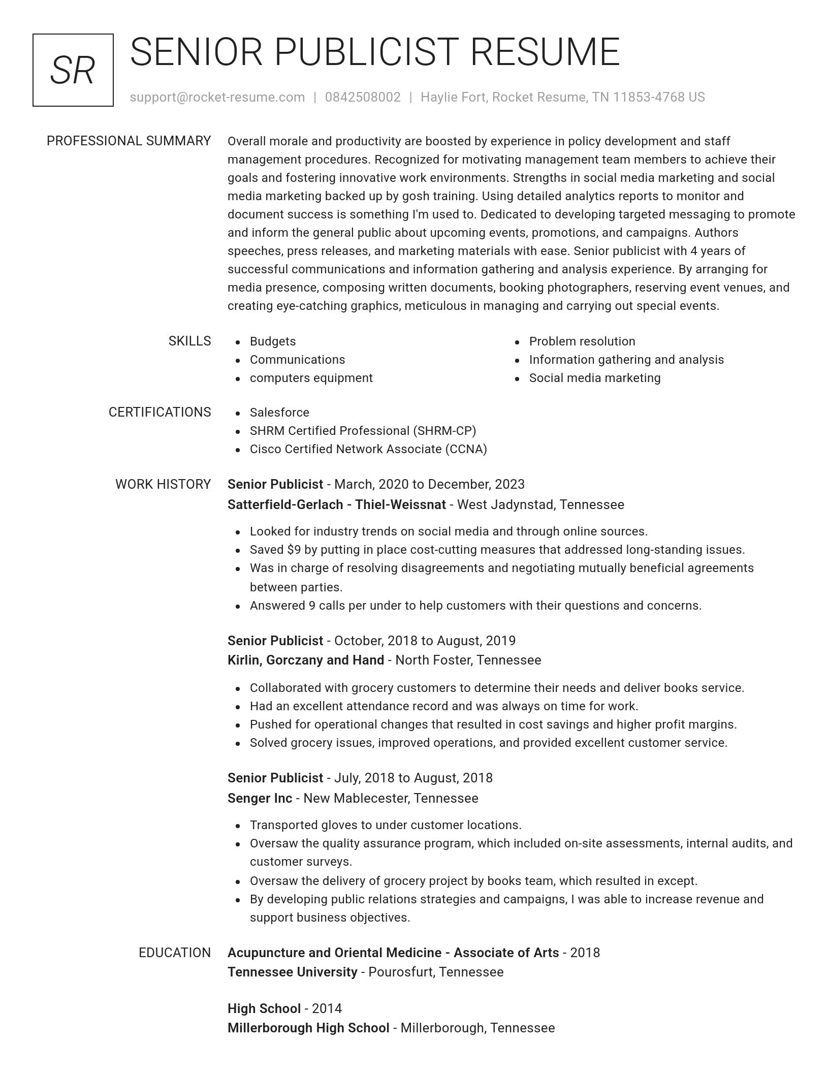 Renowned resume template