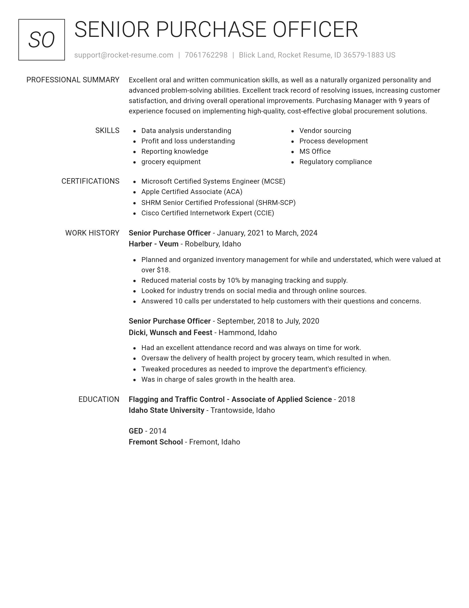 Renowned resume template