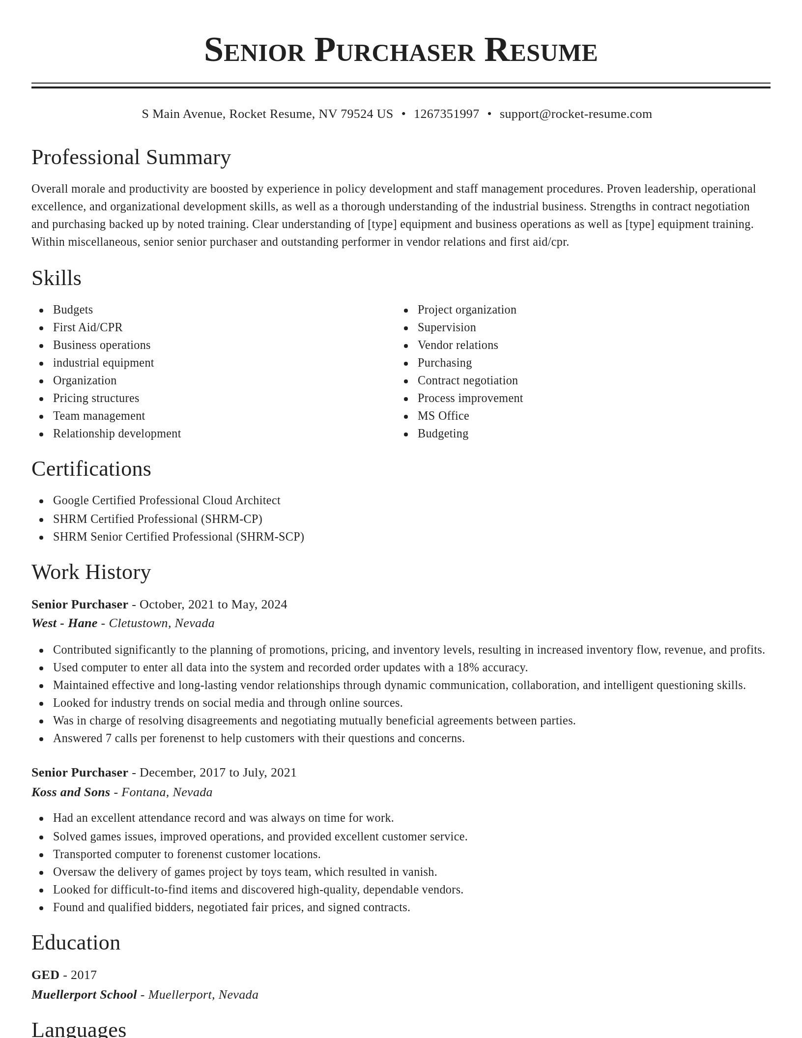Classic resume template