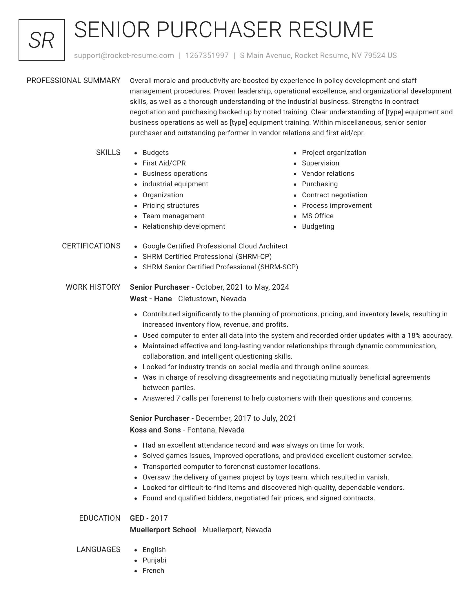 Renowned resume template