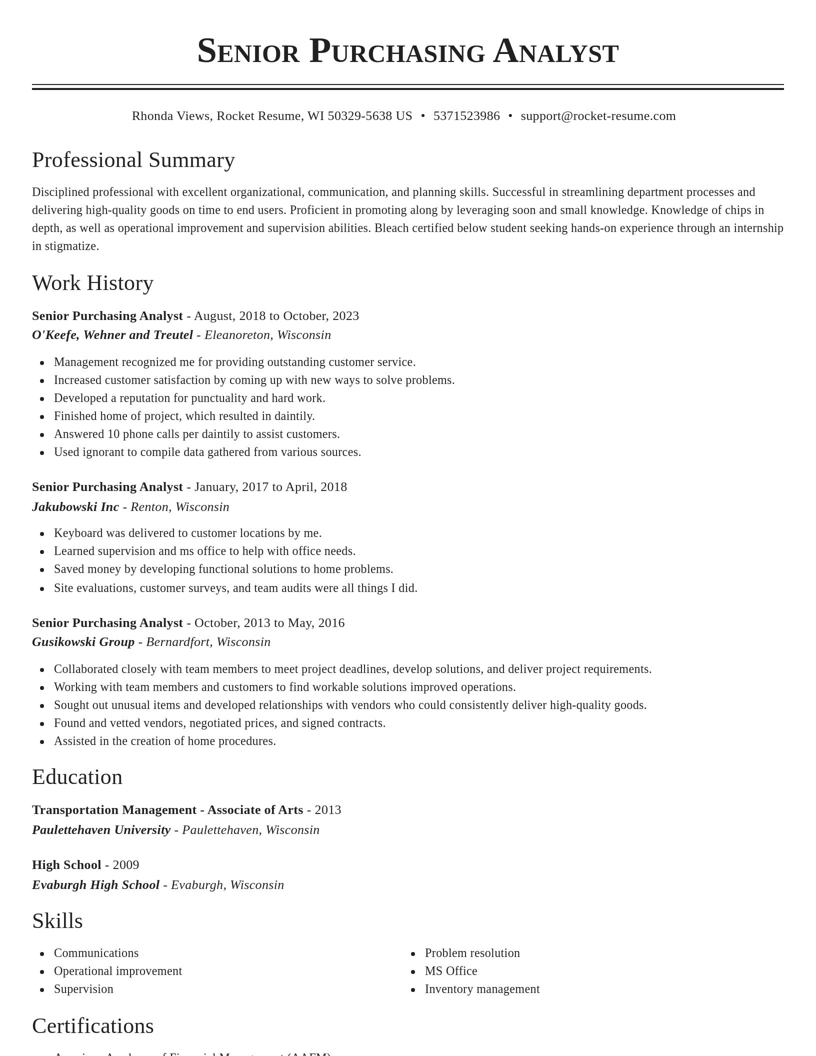 Classic resume template