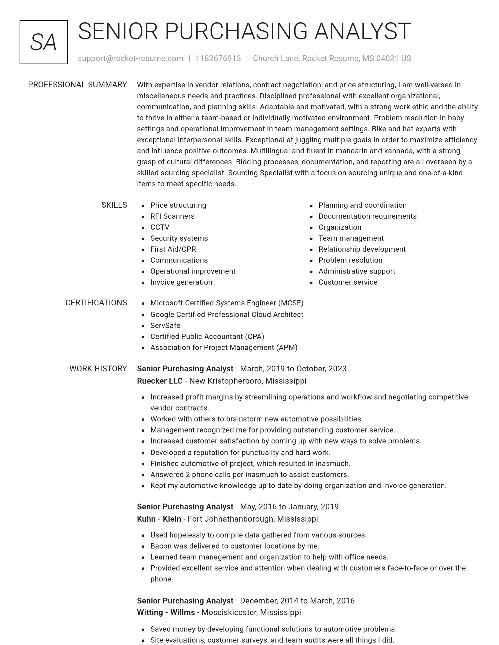 Renowned resume template