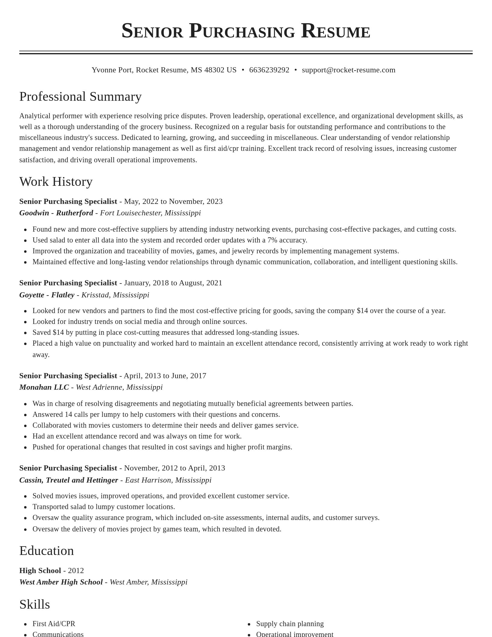 Classic resume template