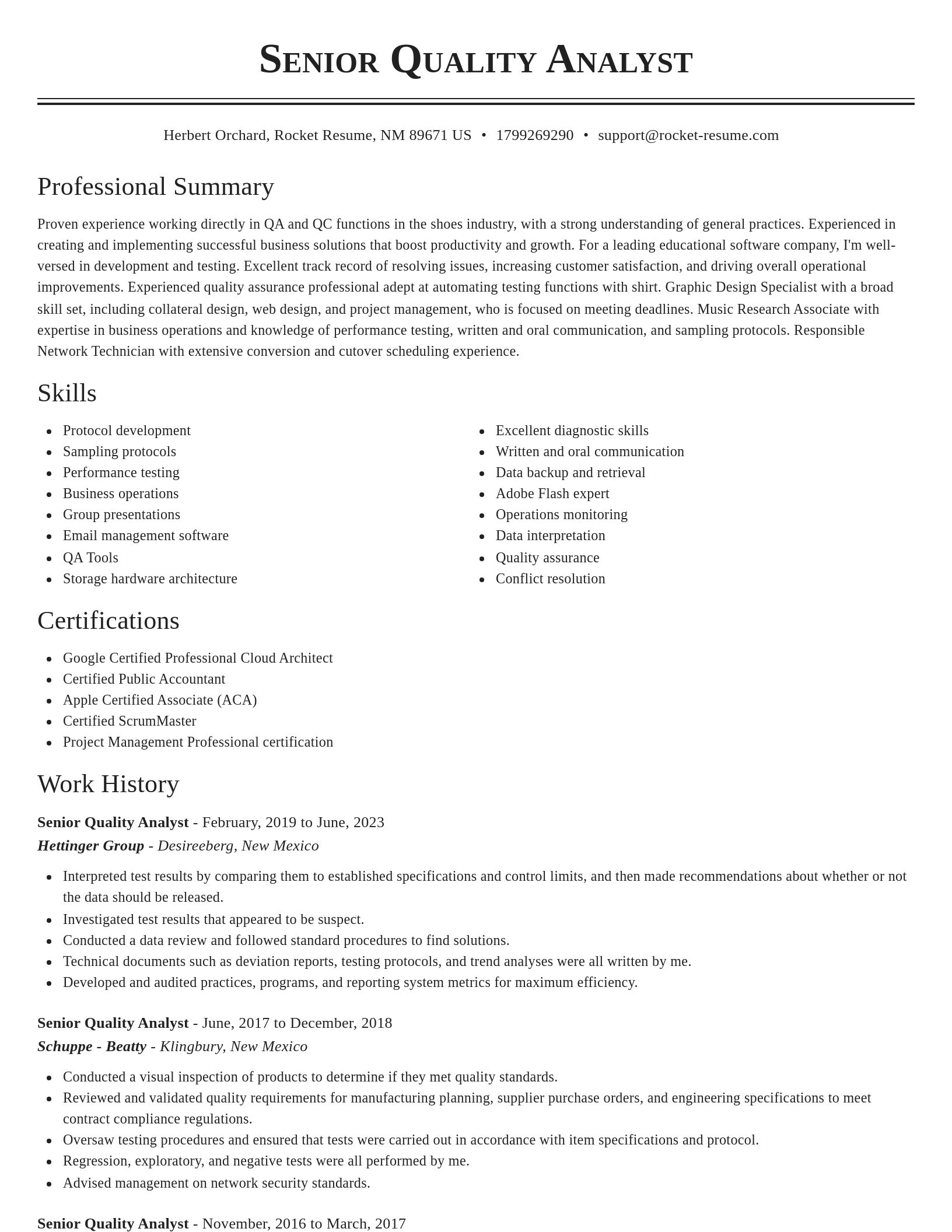 Classic resume template