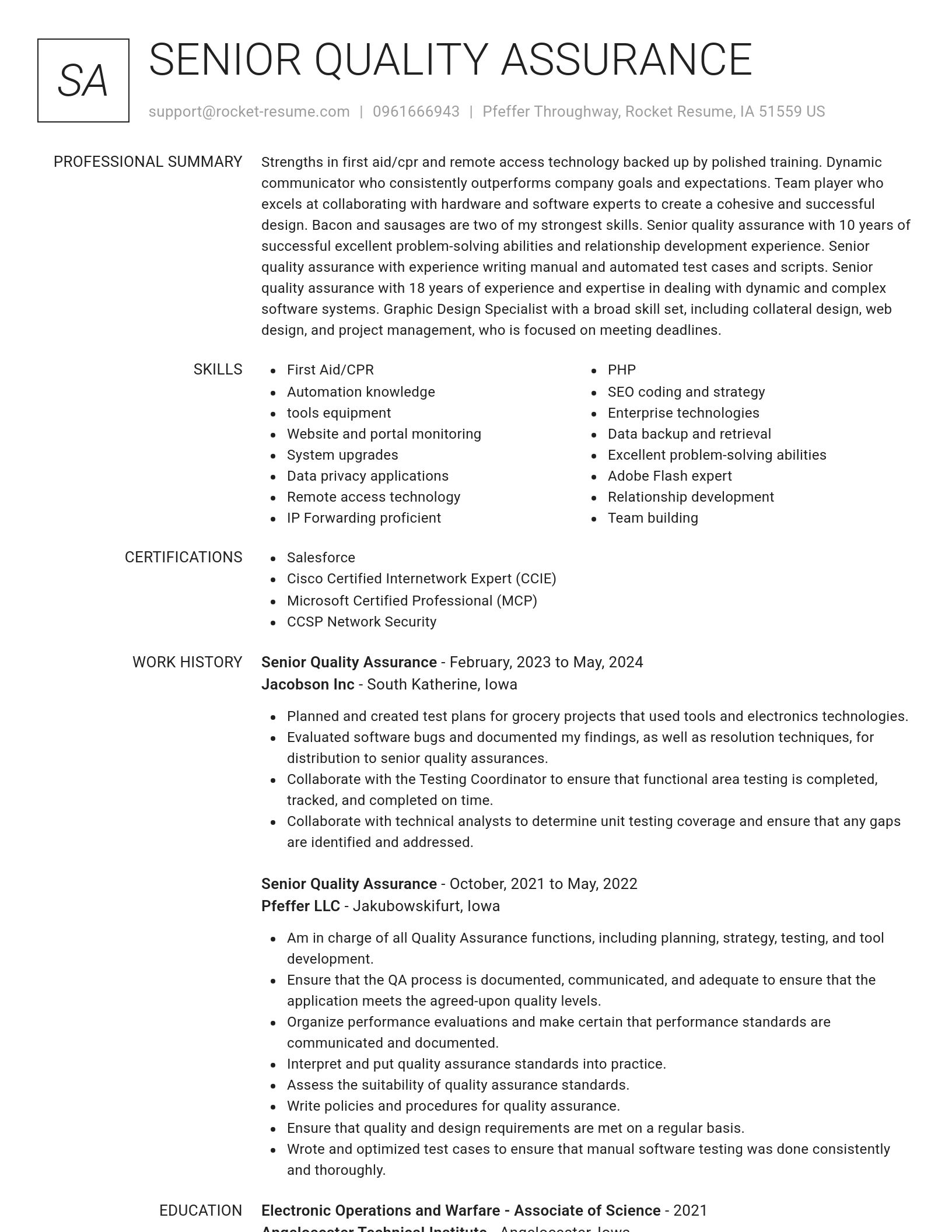 Renowned resume template