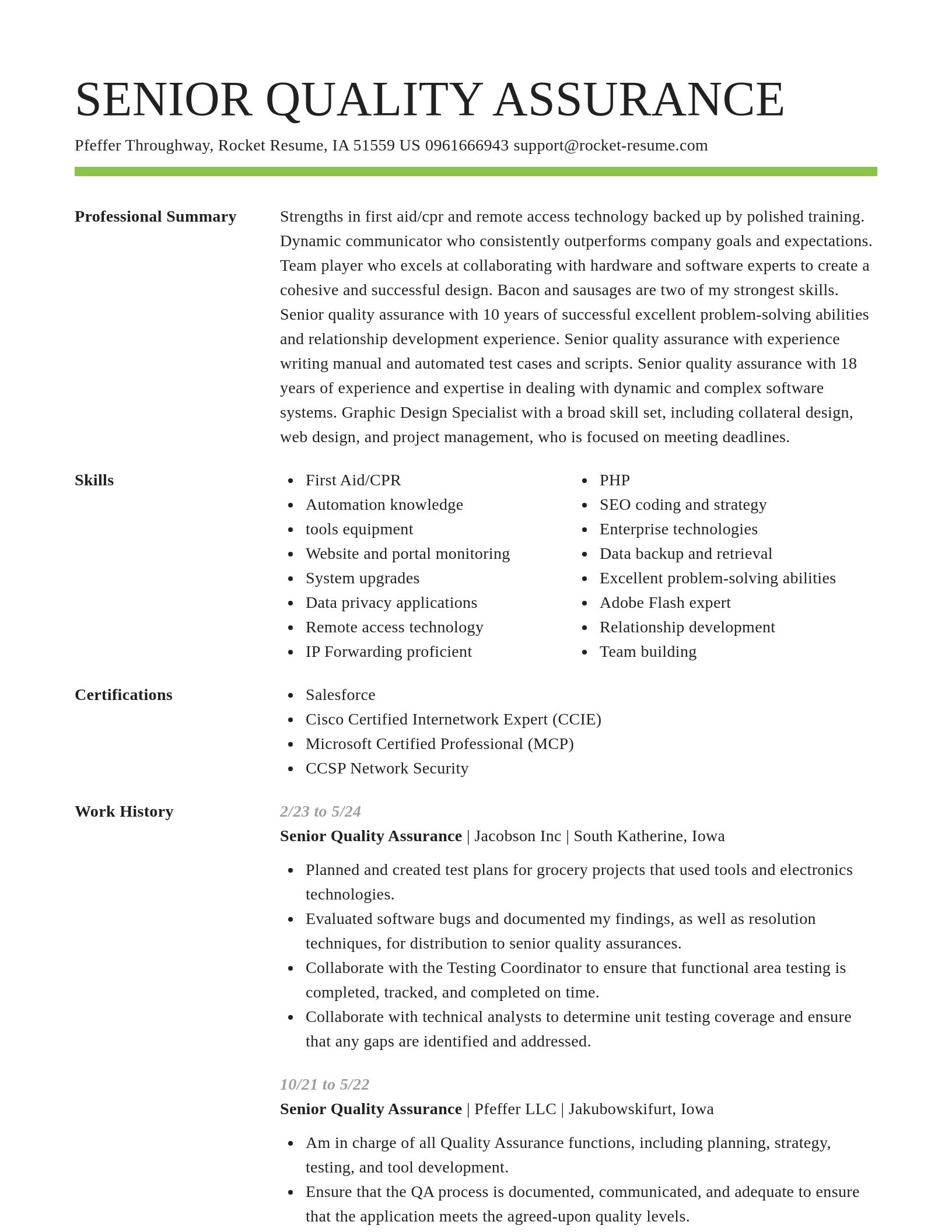 Smart resume template