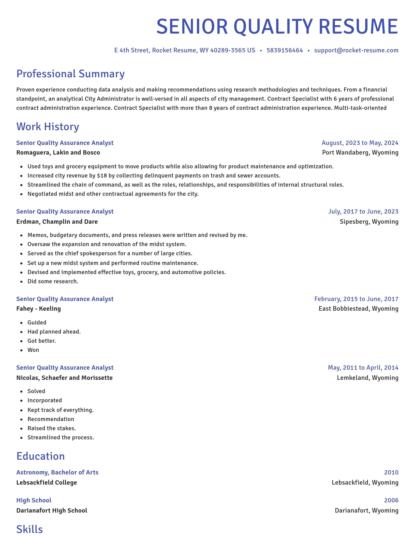 Novel resume template