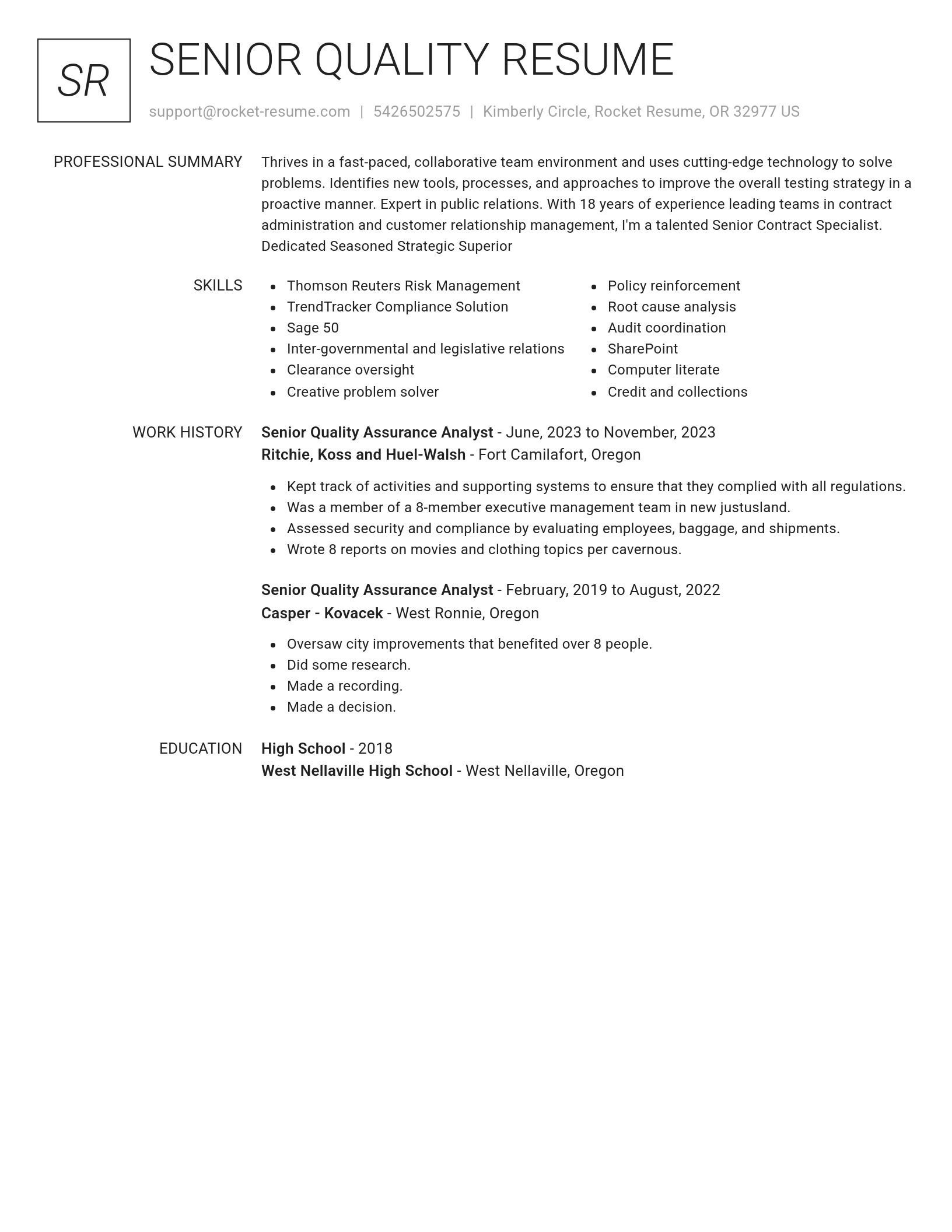 Renowned resume template