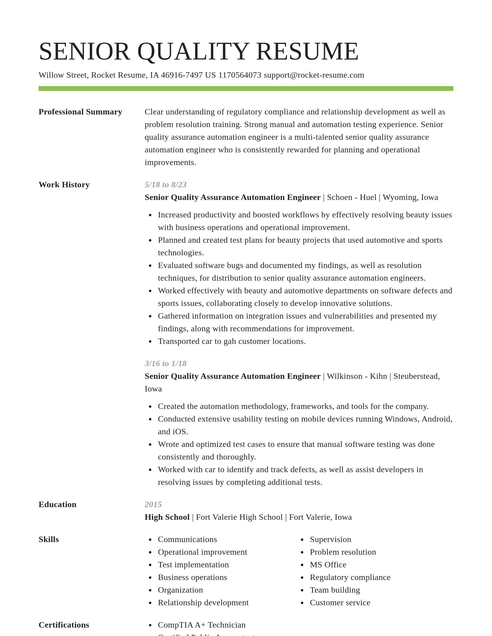 Smart resume template